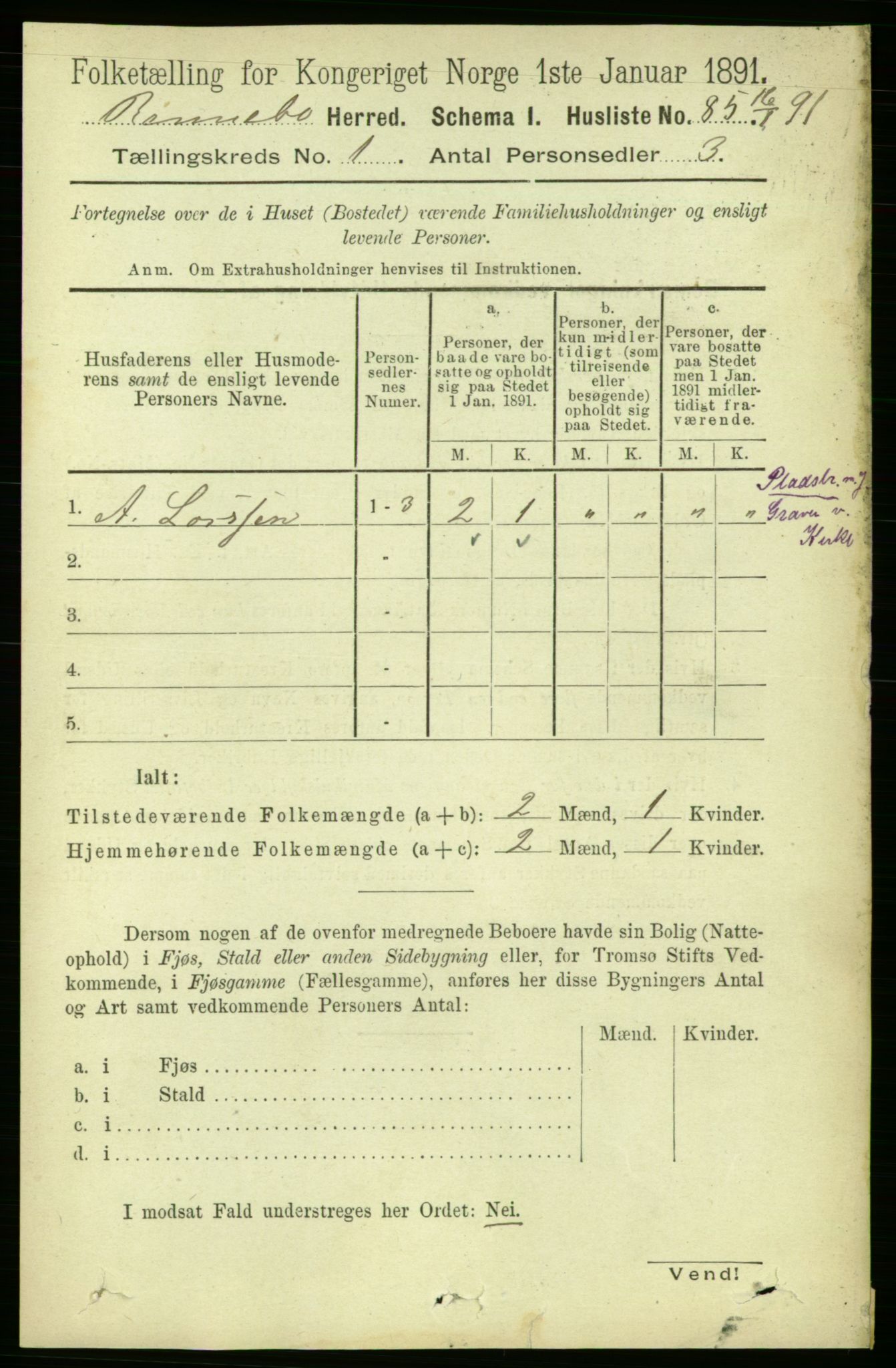 RA, 1891 census for 1635 Rennebu, 1891, p. 103