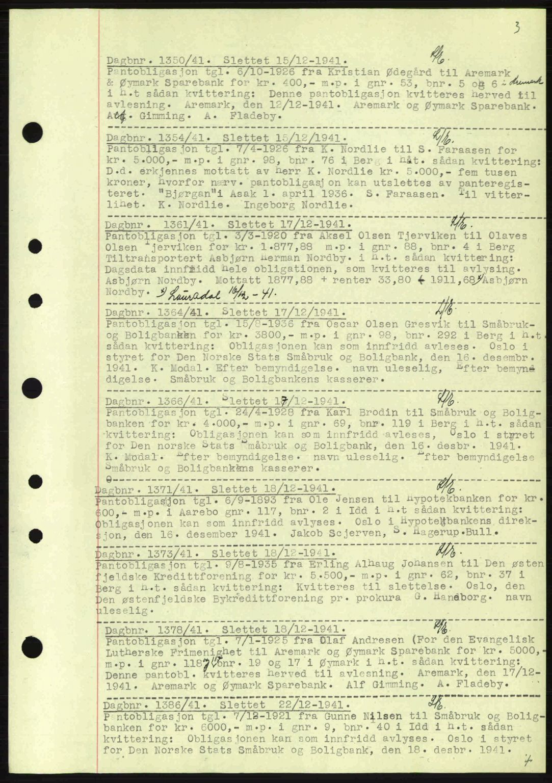 Idd og Marker sorenskriveri, AV/SAO-A-10283/G/Gb/Gbc/L0002: Mortgage book no. B4-9a, 1939-1945, Diary no: : 1350/1941