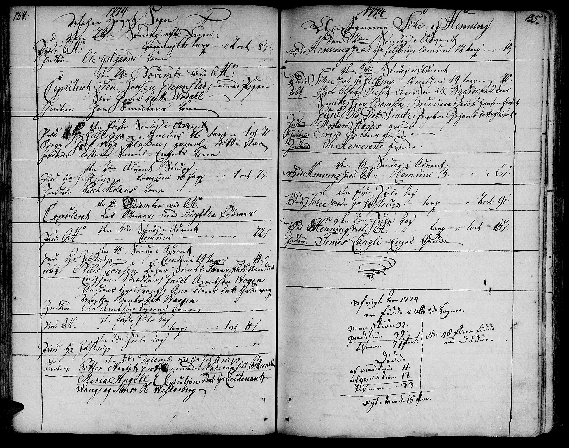 Ministerialprotokoller, klokkerbøker og fødselsregistre - Nord-Trøndelag, SAT/A-1458/735/L0331: Parish register (official) no. 735A02, 1762-1794, p. 134-135