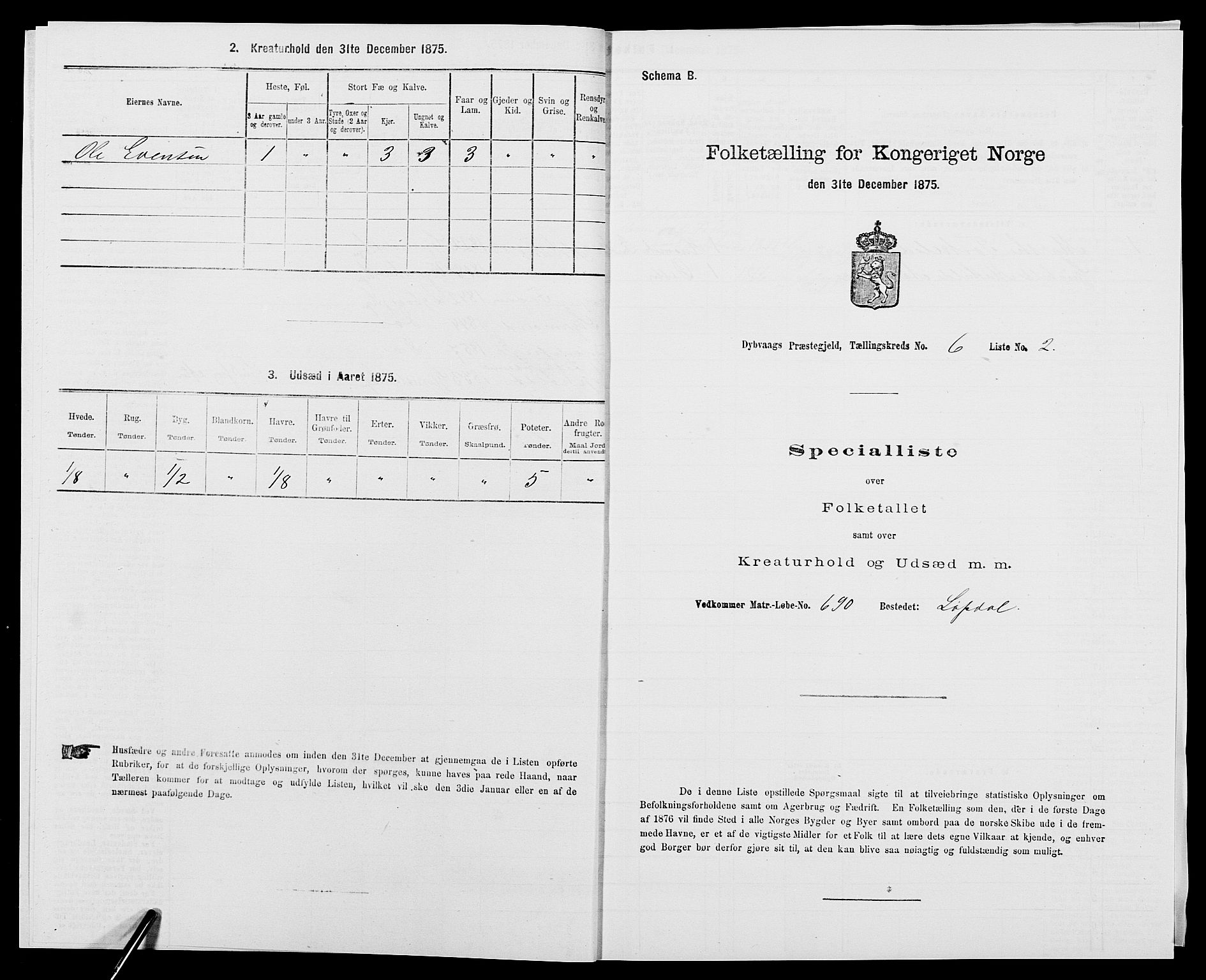 SAK, 1875 census for 0915P Dypvåg, 1875, p. 721