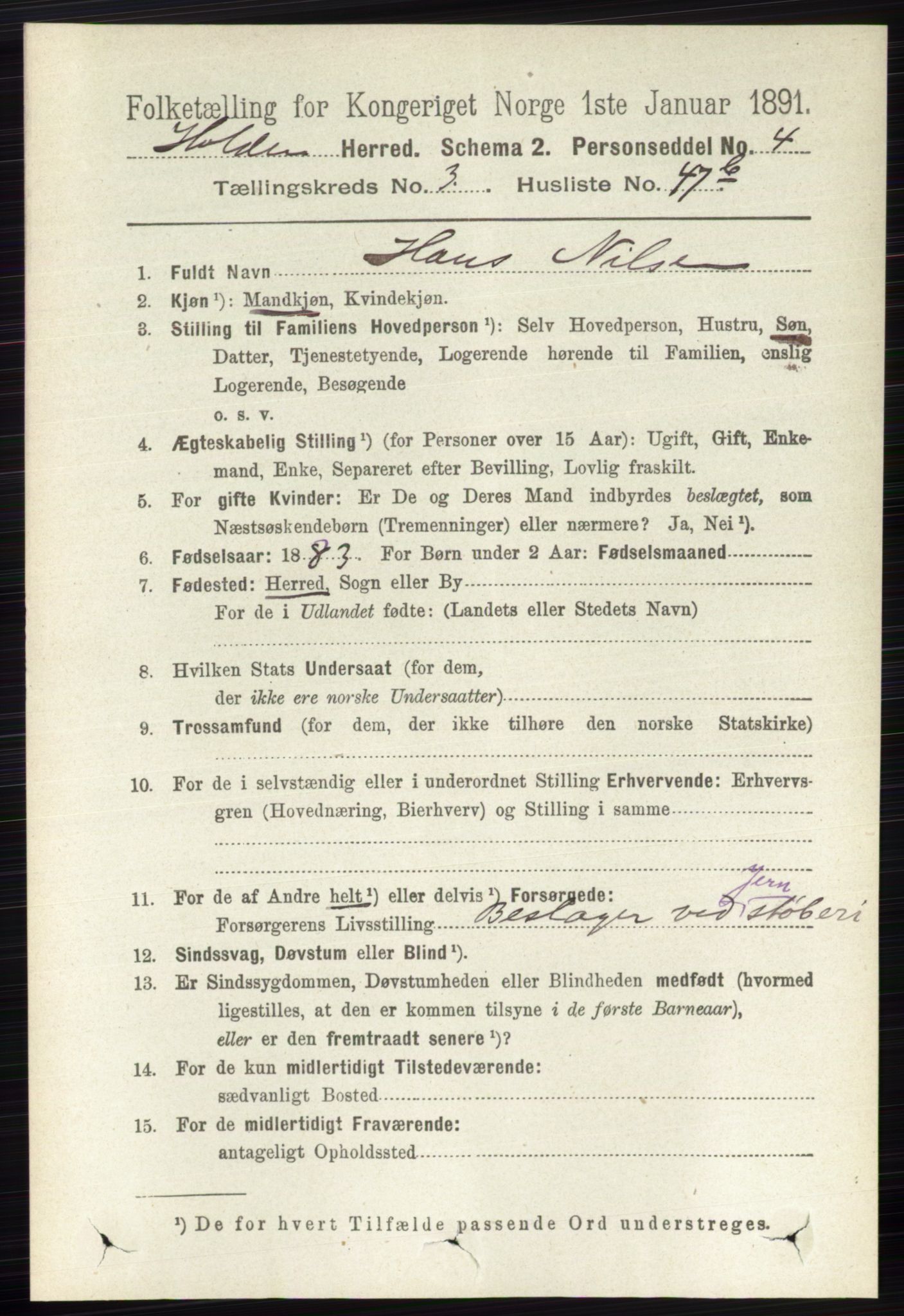 RA, 1891 census for 0819 Holla, 1891, p. 1849