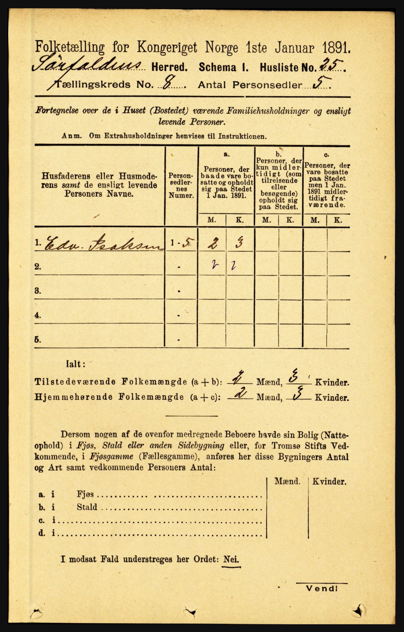 RA, 1891 census for 1845 Sørfold, 1891, p. 2547