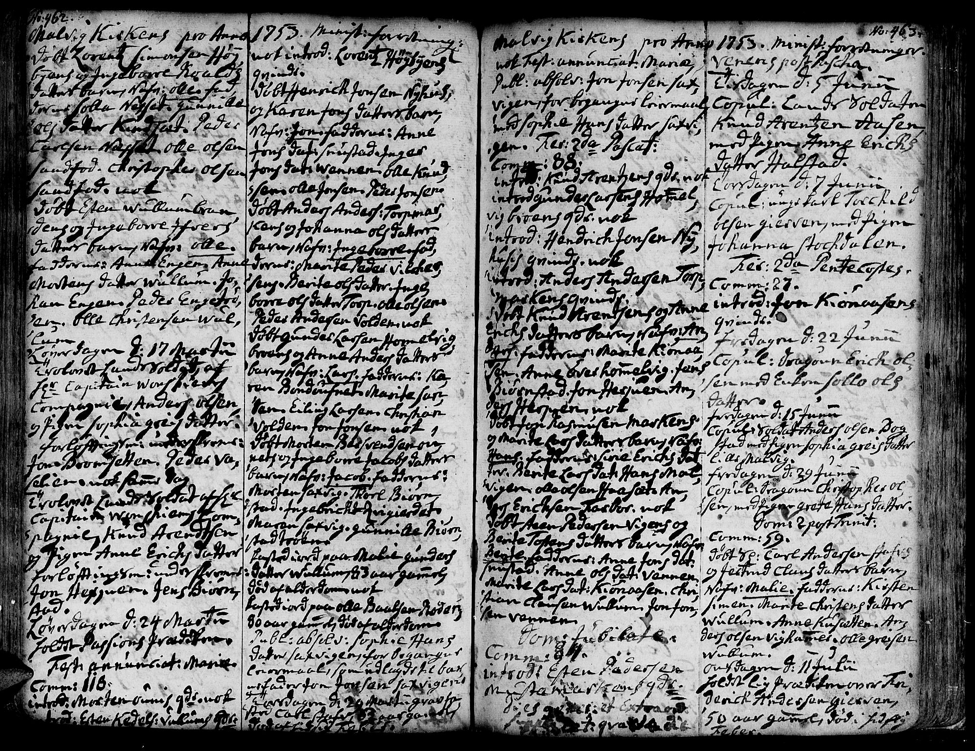 Ministerialprotokoller, klokkerbøker og fødselsregistre - Sør-Trøndelag, SAT/A-1456/606/L0277: Parish register (official) no. 606A01 /3, 1727-1780, p. 462-463