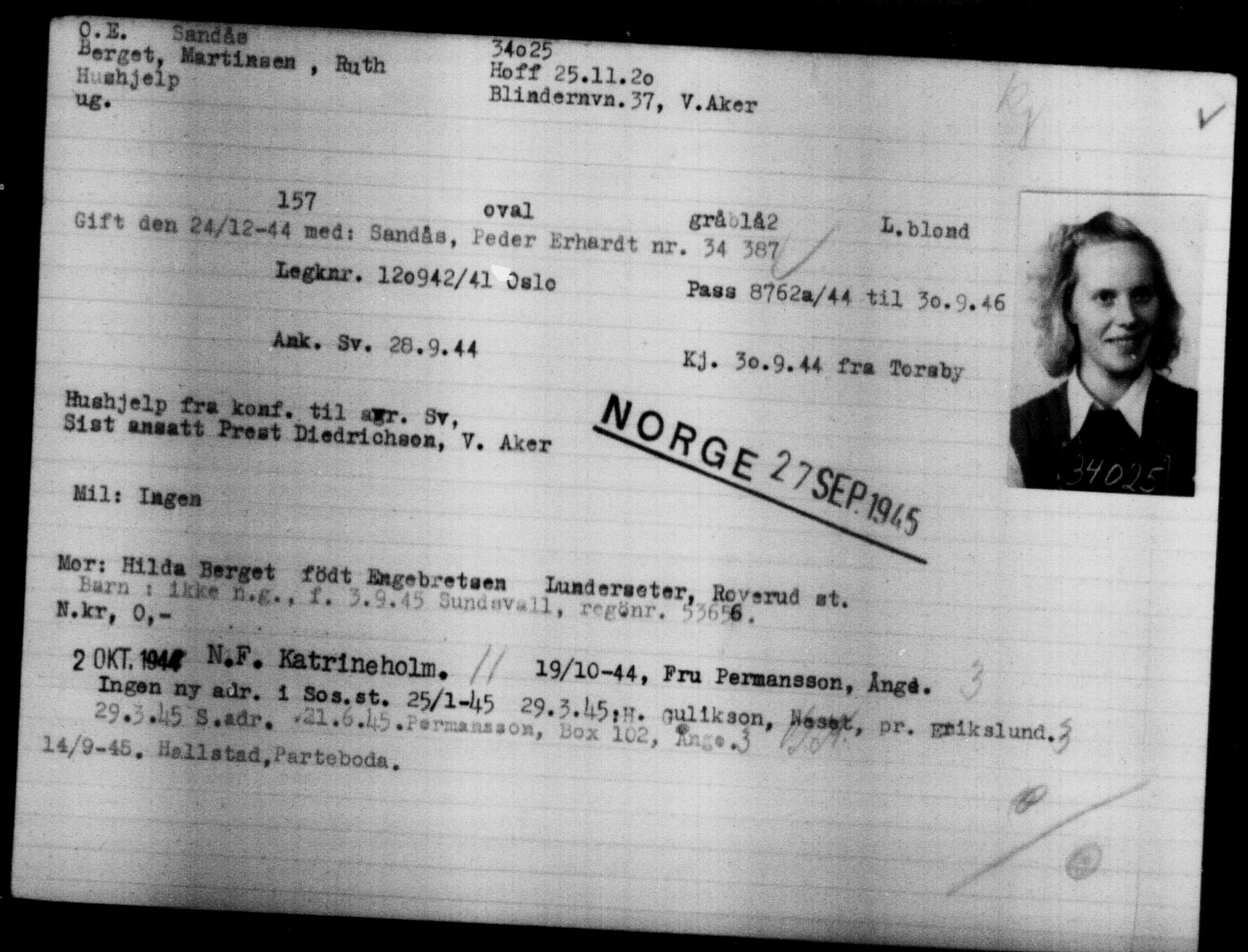 Utenriksstasjonene, Legasjonen i Stockholm, Flyktningkontoret, AV/RA-S-6753/V/Va/L0013: Kjesäterkartoteket, flyktninger med registreringsnr. 31500-34731, 1940-1945, p. 2666