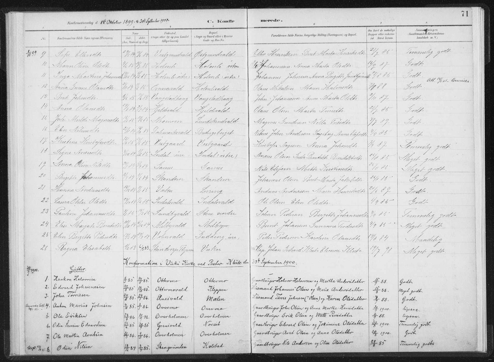 Ministerialprotokoller, klokkerbøker og fødselsregistre - Nord-Trøndelag, SAT/A-1458/724/L0263: Parish register (official) no. 724A01, 1891-1907, p. 71