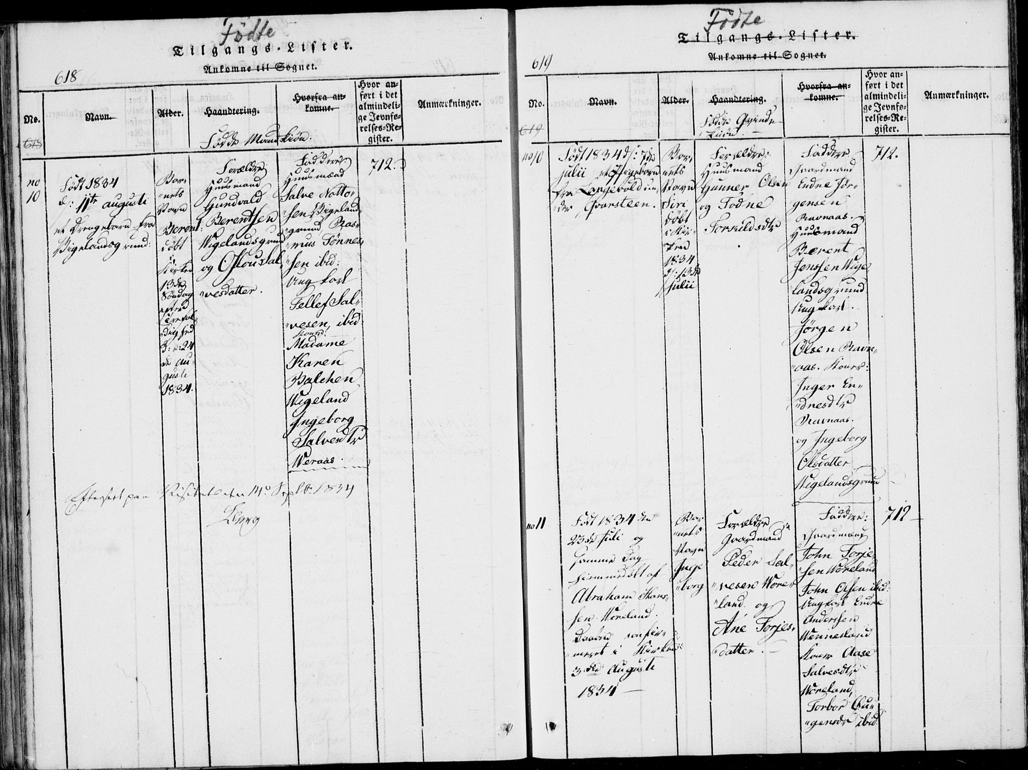 Vennesla sokneprestkontor, SAK/1111-0045/Fa/Fab/L0003: Parish register (official) no. A 3, 1820-1834, p. 618-619