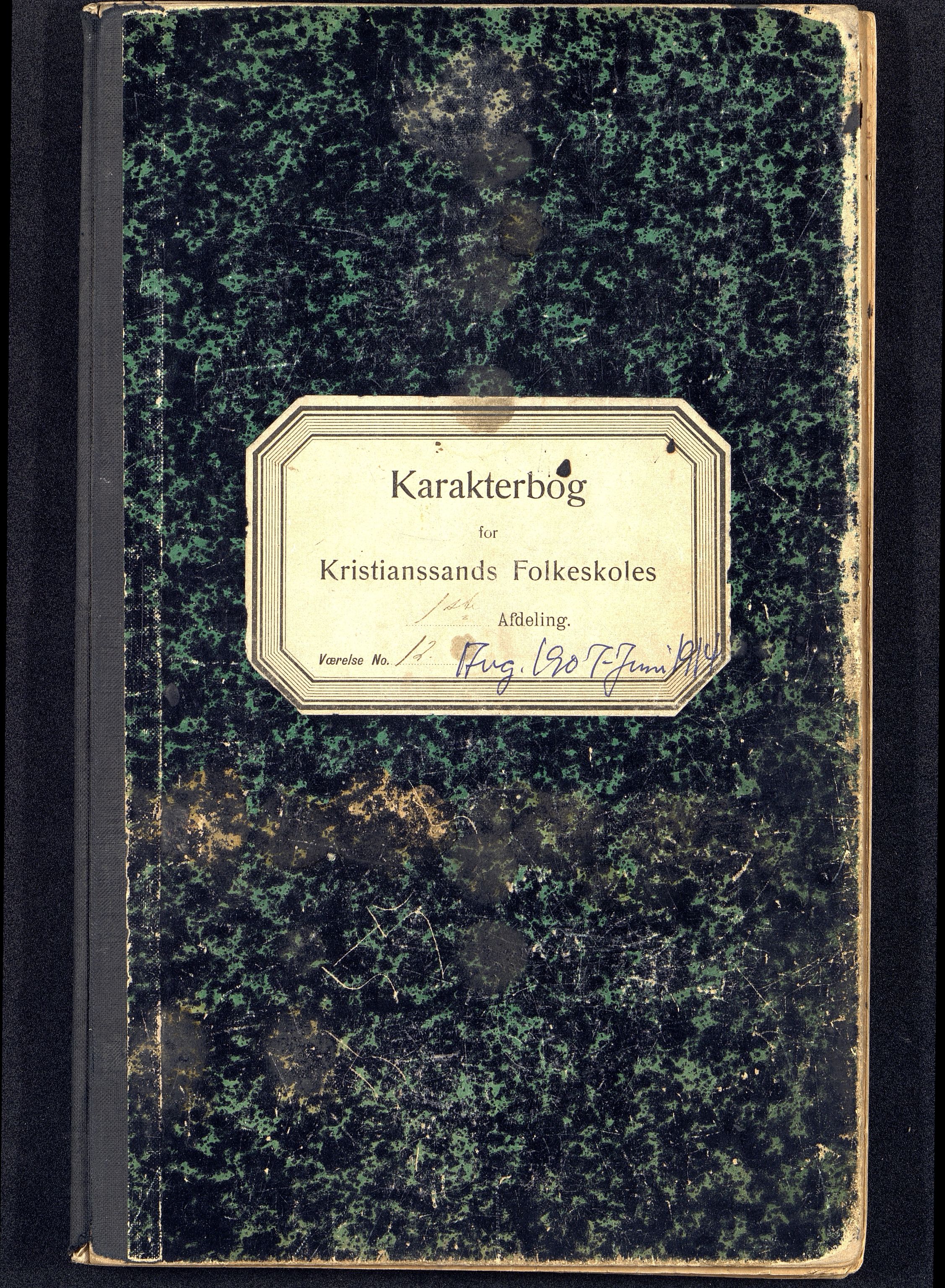 Kristiansand By - Kongensgate Skole, ARKSOR/1001KG560/G/Gb/L0005/0003: Karakterprotokoller / Karakterprotokoll, 1907-1914