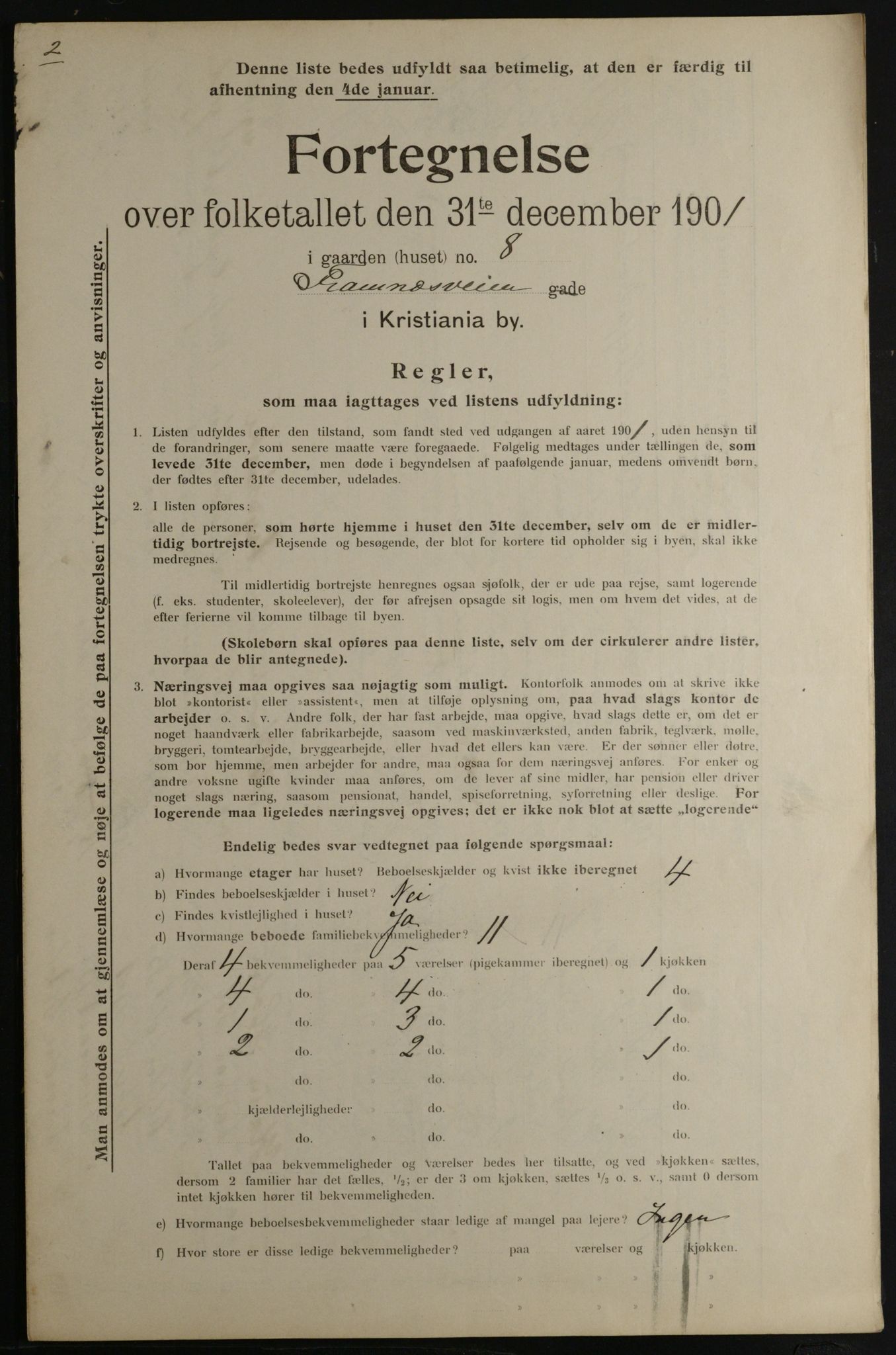 OBA, Municipal Census 1901 for Kristiania, 1901, p. 4111