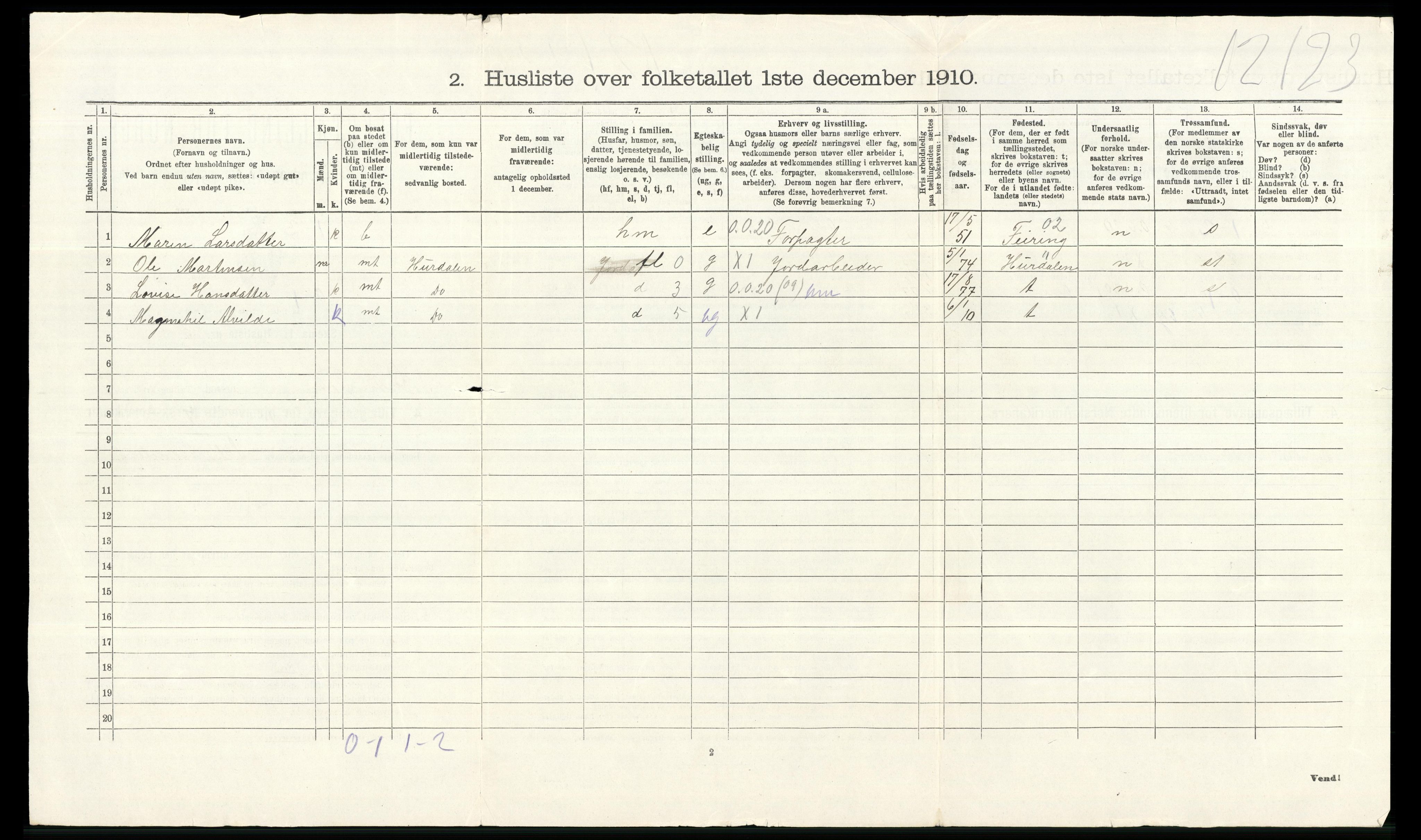 RA, 1910 census for Østre Toten, 1910, p. 3088