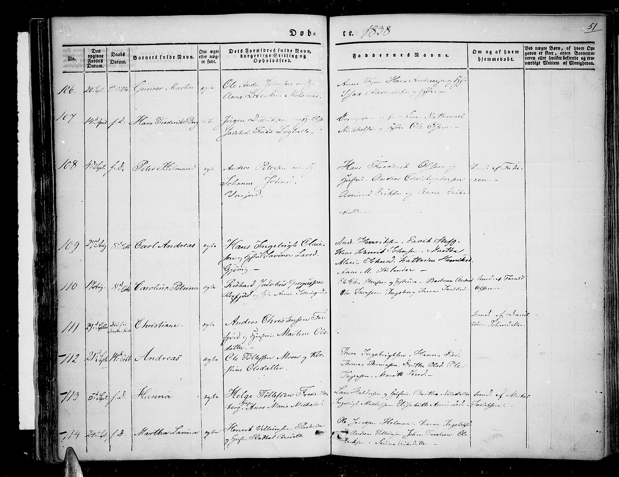 Lenvik sokneprestembete, SATØ/S-1310/H/Ha/Haa/L0004kirke: Parish register (official) no. 4, 1832-1844, p. 51