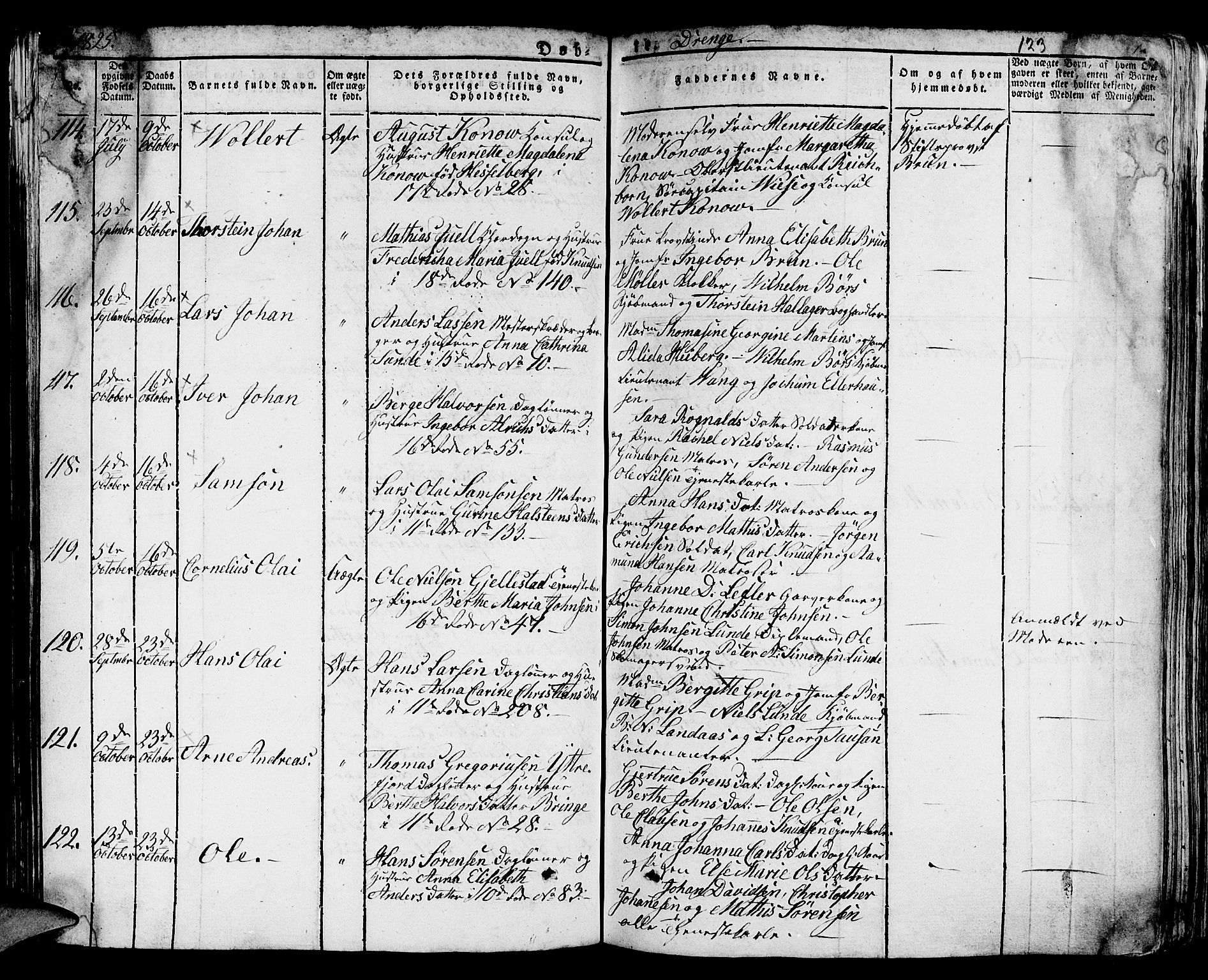 Domkirken sokneprestembete, AV/SAB-A-74801/H/Hab/L0005: Parish register (copy) no. A 5, 1821-1830, p. 123