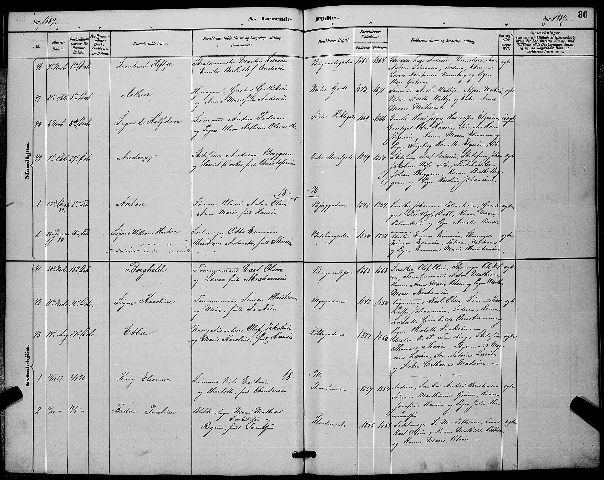 Sandefjord kirkebøker, SAKO/A-315/G/Ga/L0001: Parish register (copy) no. 1, 1885-1903, p. 36