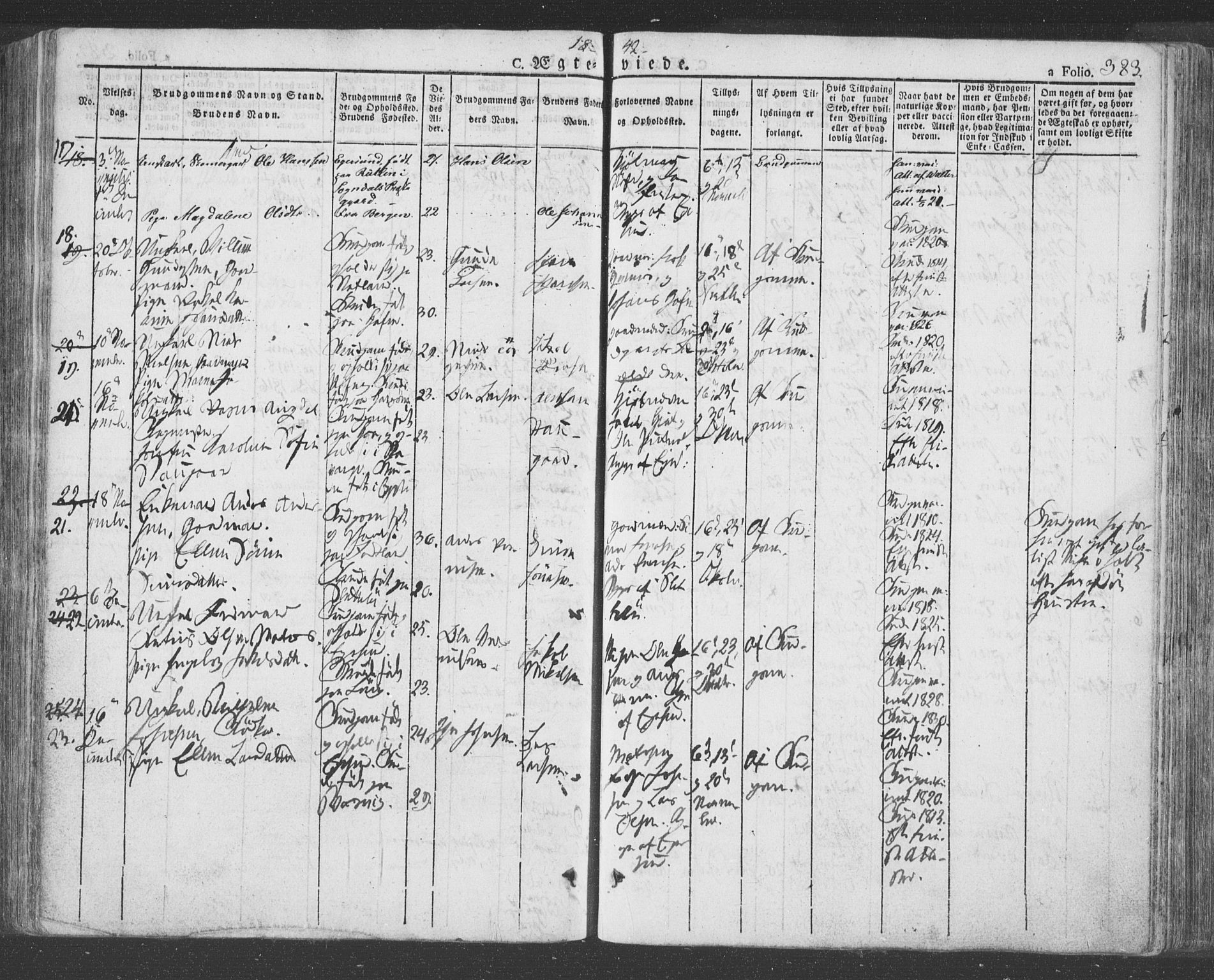 Eigersund sokneprestkontor, AV/SAST-A-101807/S08/L0009: Parish register (official) no. A 9, 1827-1850, p. 383