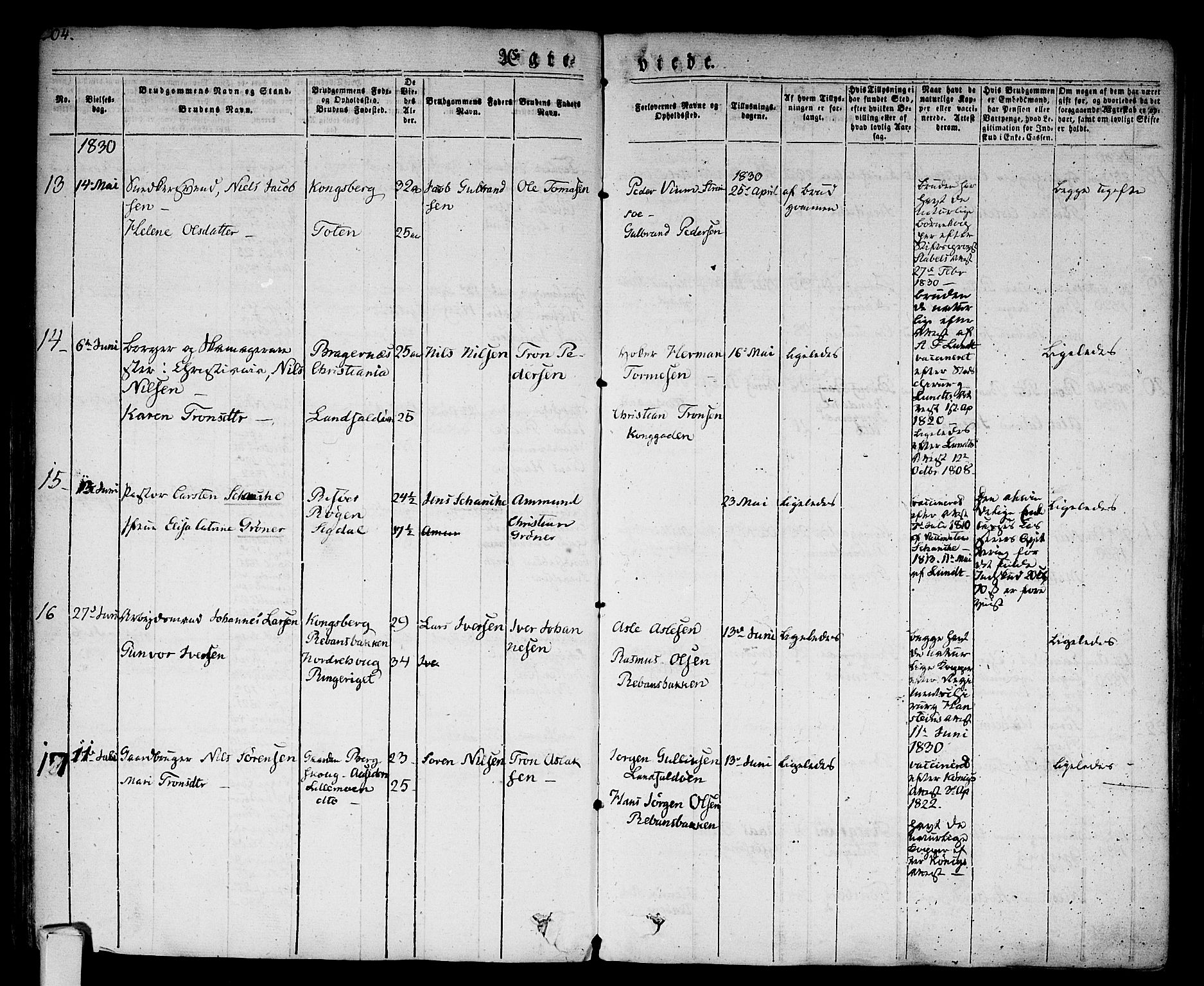 Bragernes kirkebøker, SAKO/A-6/F/Fc/L0001: Parish register (official) no. III 1, 1830-1853, p. 104