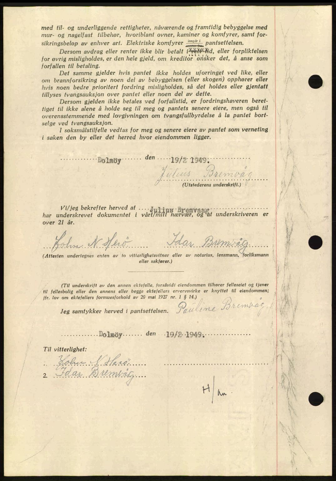 Hitra sorenskriveri, AV/SAT-A-0018/2/2C/2Ca: Mortgage book no. B1, 1939-1949, Diary no: : 171/1949