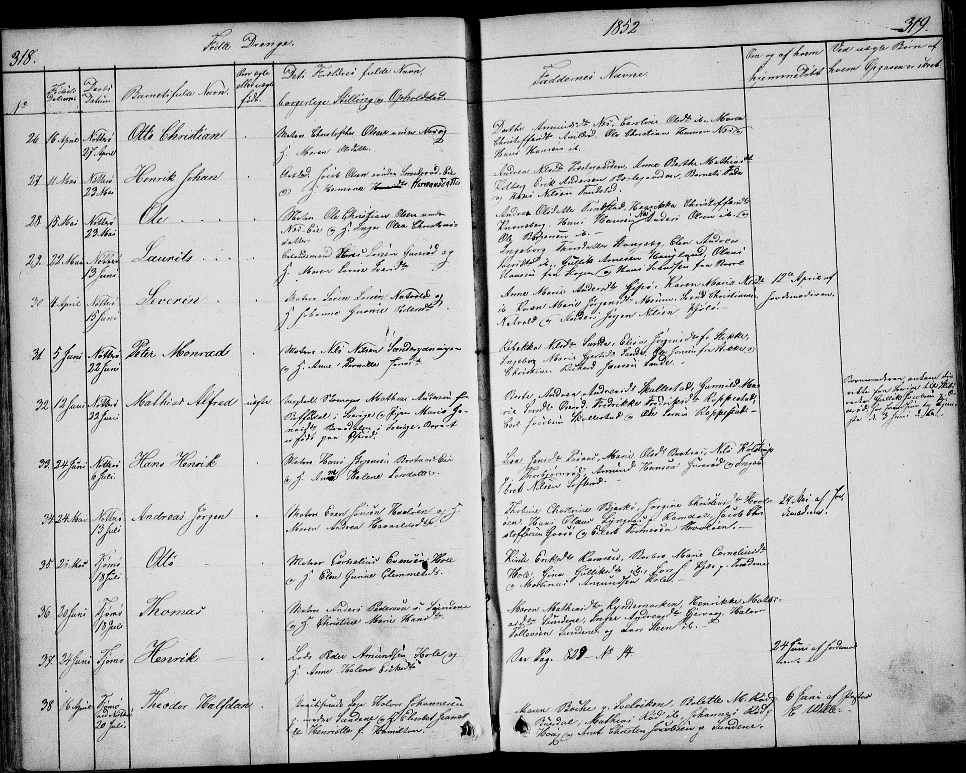 Nøtterøy kirkebøker, AV/SAKO-A-354/F/Fa/L0005: Parish register (official) no. I 5, 1839-1852, p. 318-319