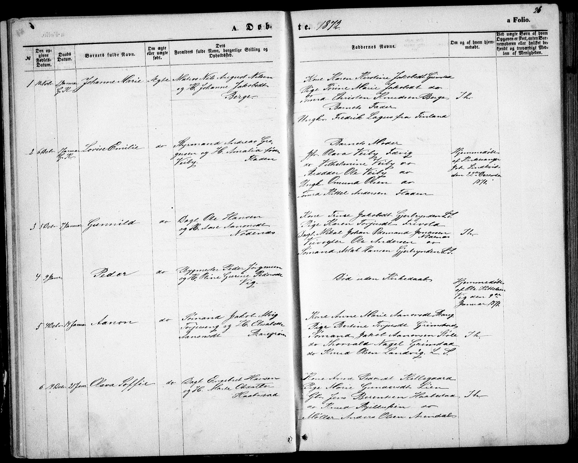Fjære sokneprestkontor, SAK/1111-0011/F/Fb/L0010: Parish register (copy) no. B 10, 1871-1880, p. 26