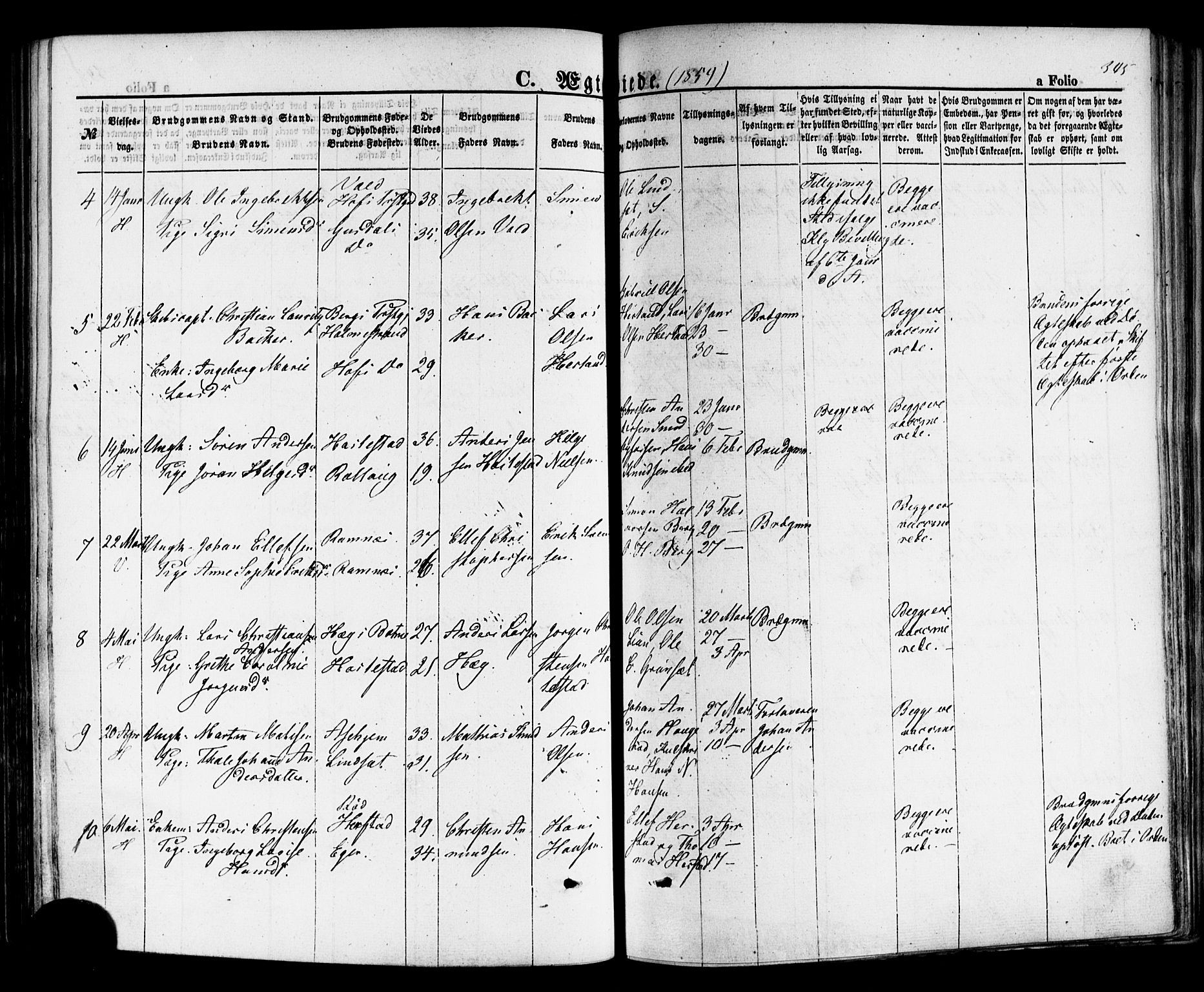 Hof kirkebøker, AV/SAKO-A-64/F/Fa/L0006: Parish register (official) no. I 6, 1851-1877, p. 345