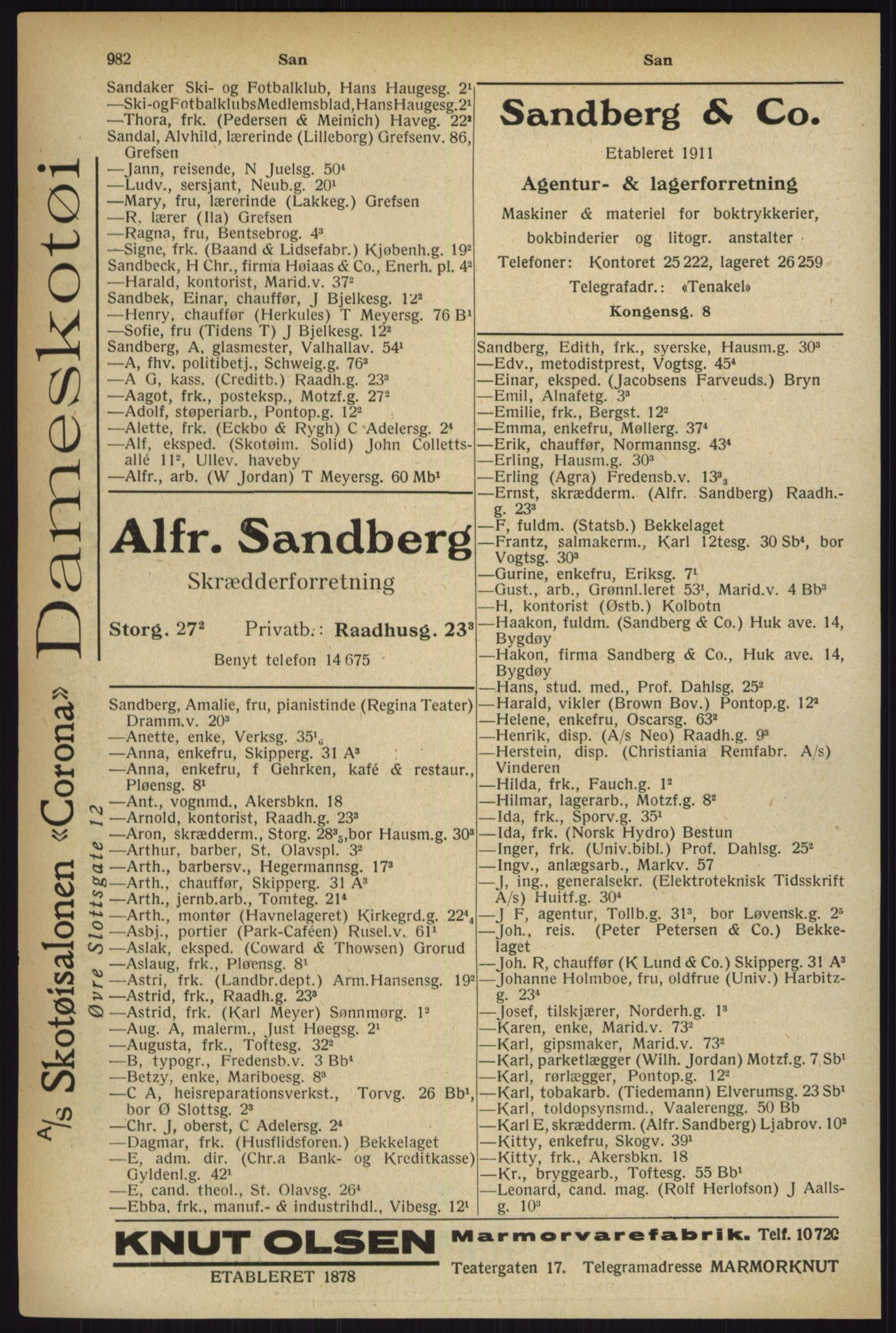 Kristiania/Oslo adressebok, PUBL/-, 1927, p. 982