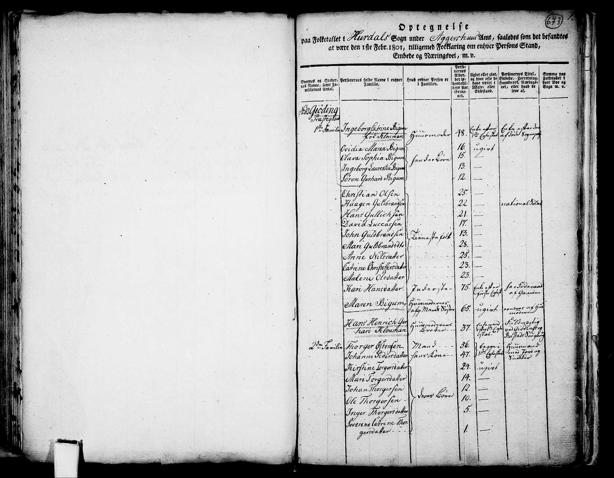 RA, 1801 census for 0239P Hurdal, 1801, p. 673a