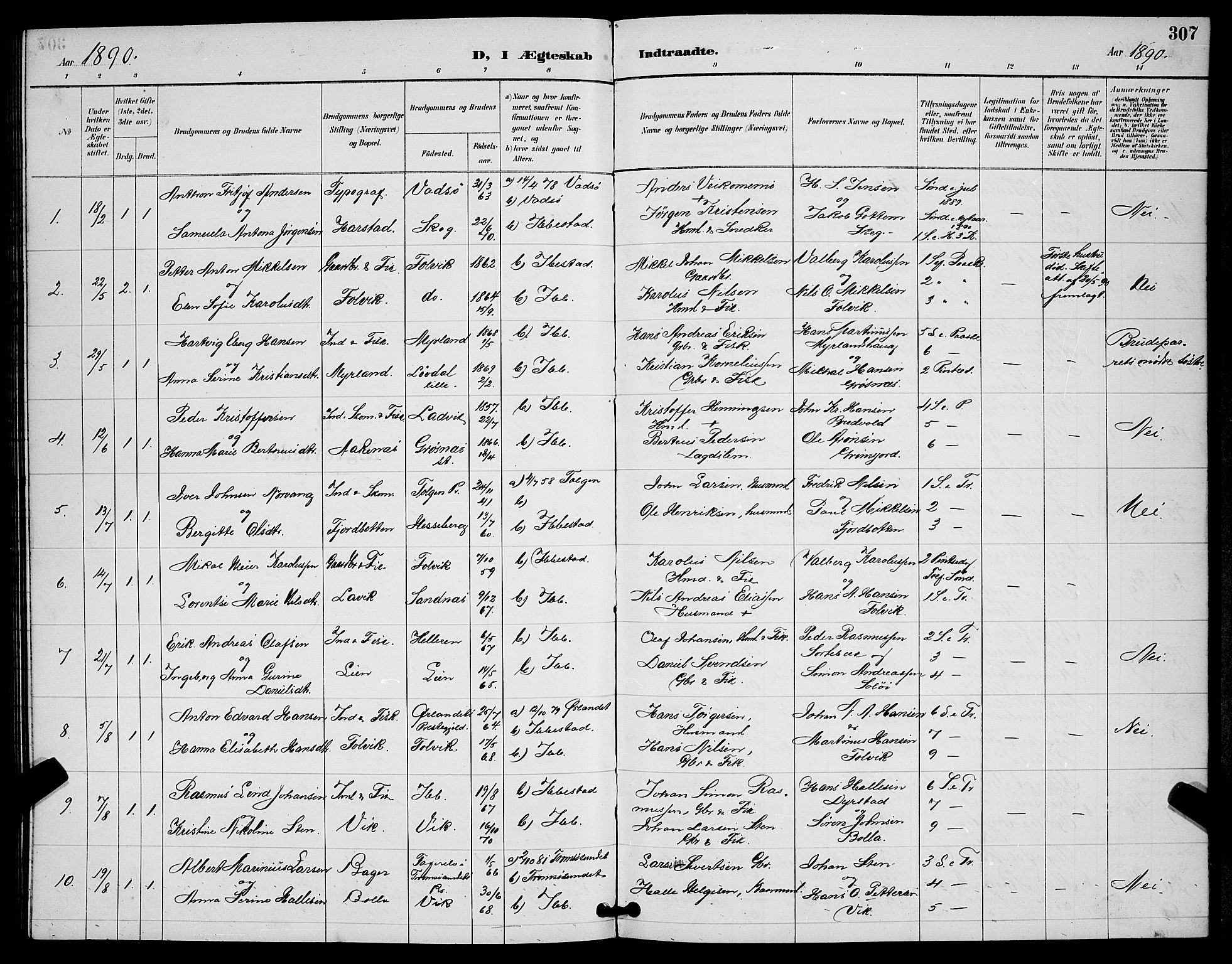 Ibestad sokneprestembete, SATØ/S-0077/H/Ha/Hab/L0008klokker: Parish register (copy) no. 8, 1890-1903, p. 307