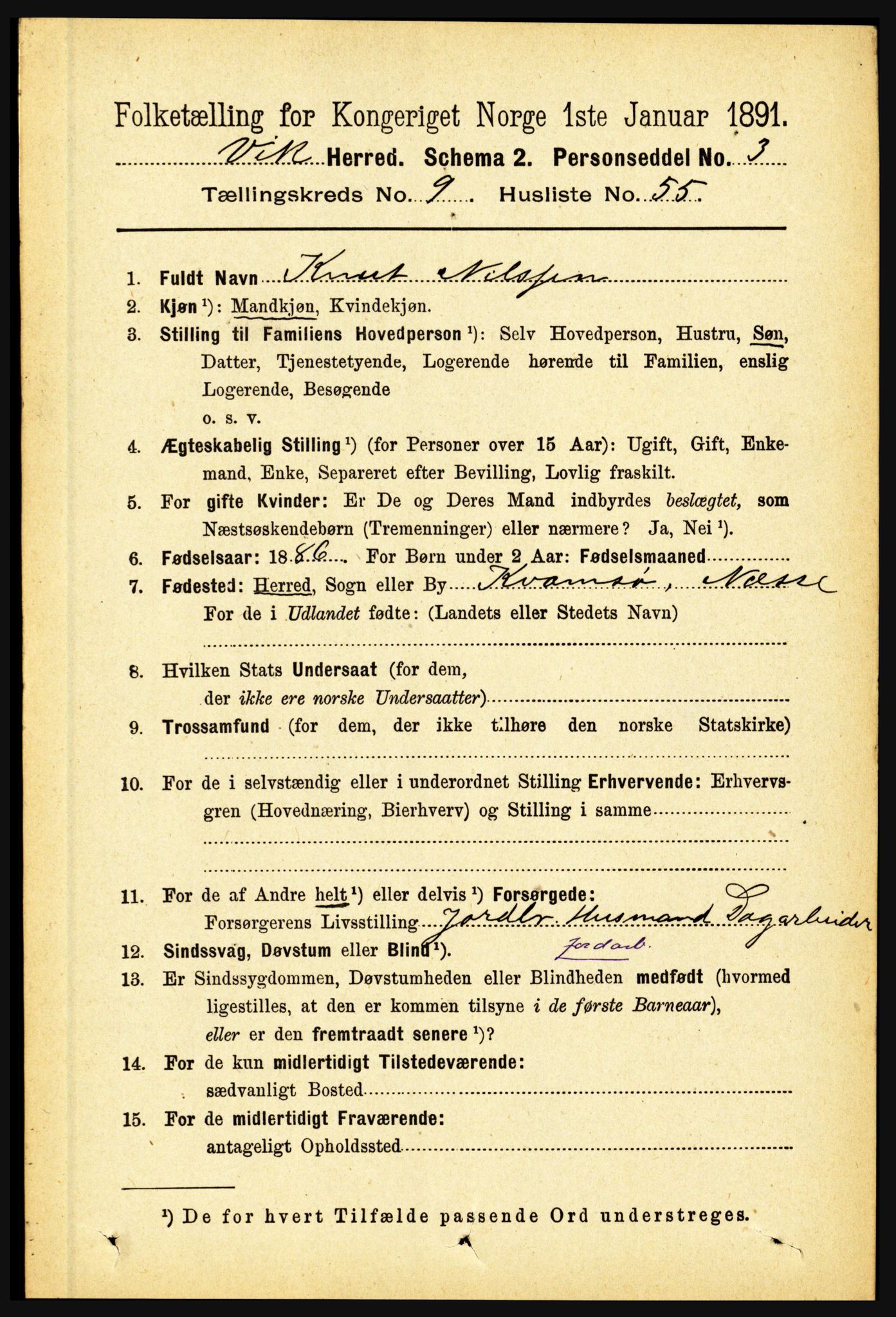 RA, 1891 census for 1417 Vik, 1891, p. 4310