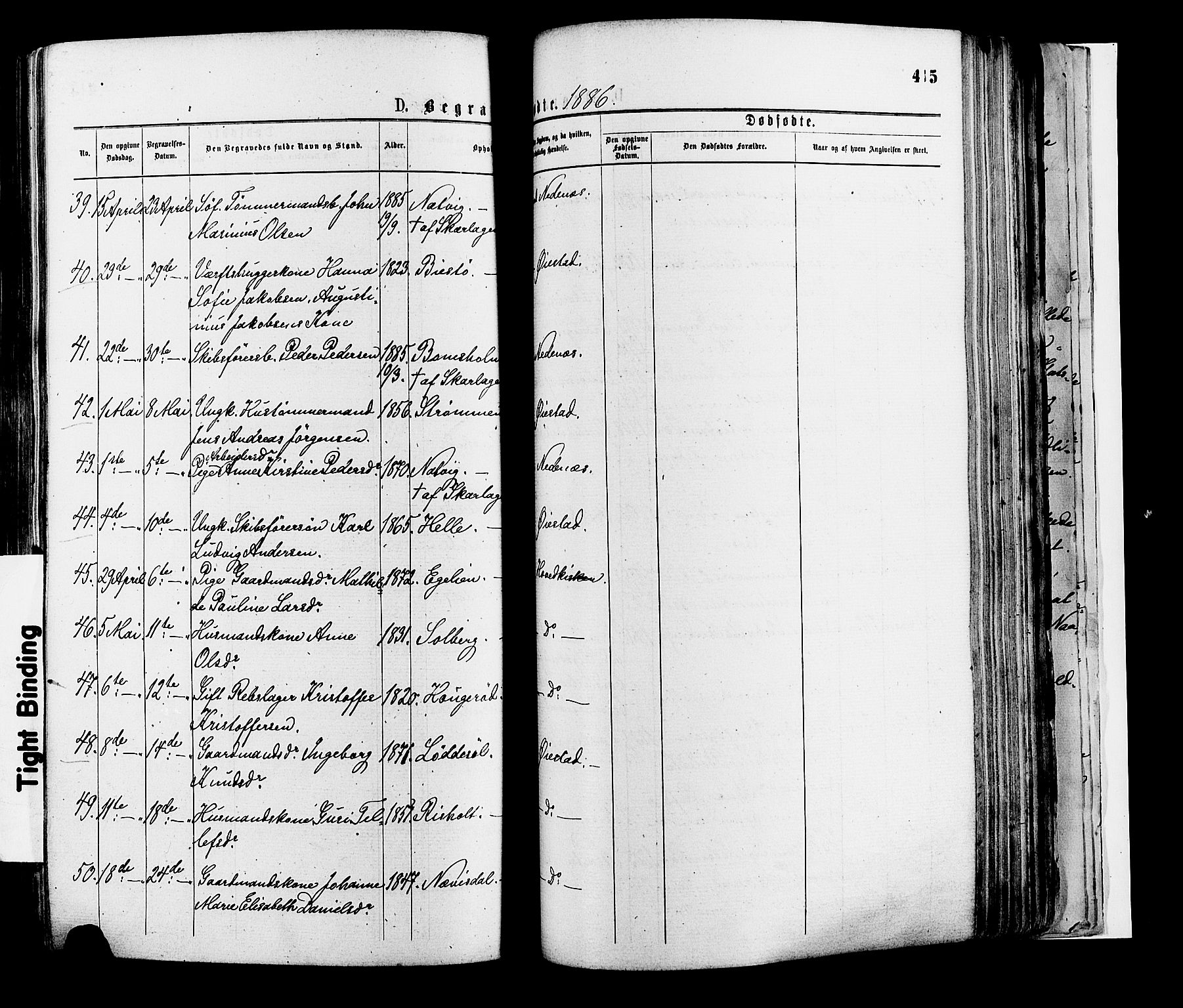 Øyestad sokneprestkontor, AV/SAK-1111-0049/F/Fa/L0016: Parish register (official) no. A 16, 1874-1886, p. 415