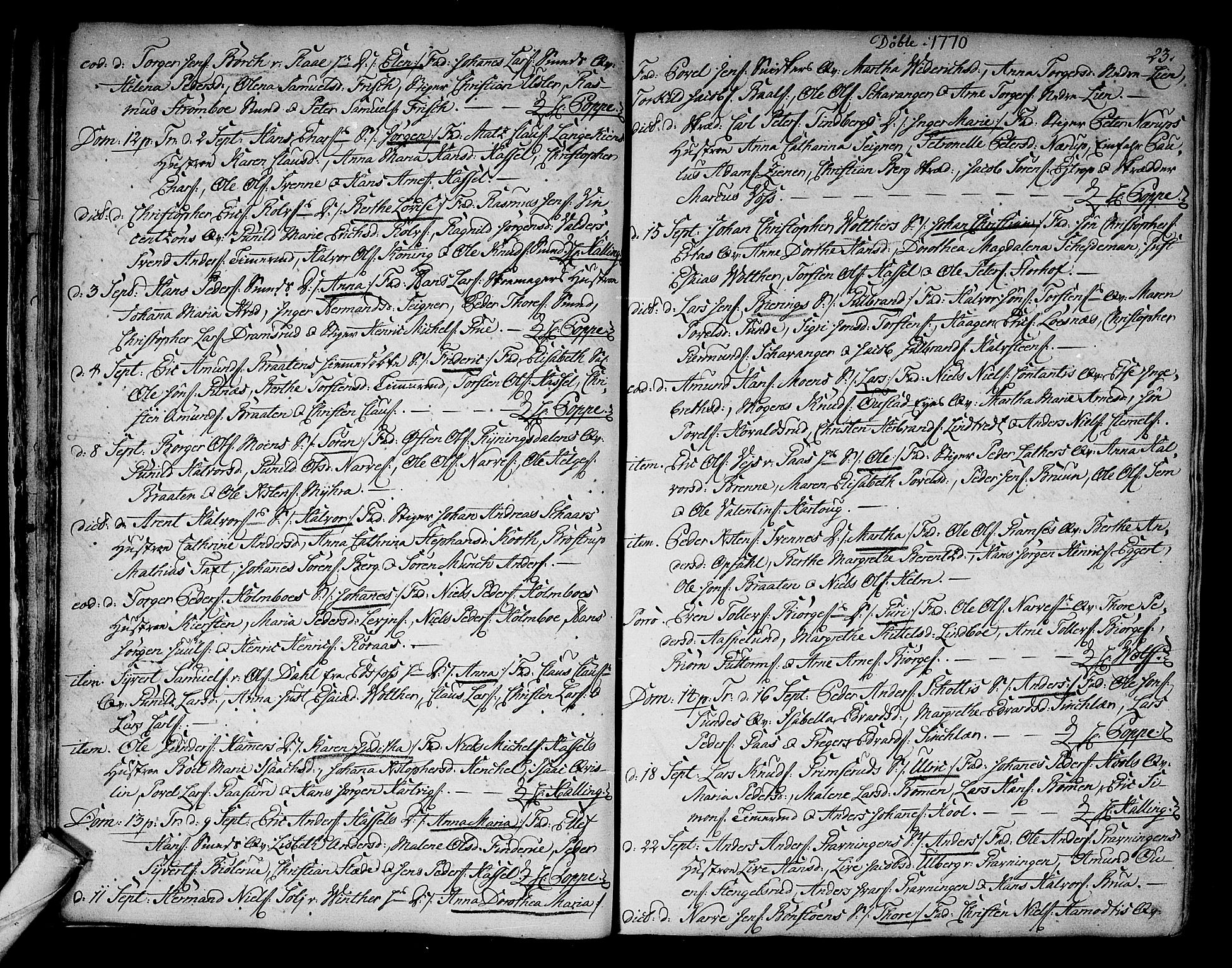 Kongsberg kirkebøker, AV/SAKO-A-22/F/Fa/L0005: Parish register (official) no. I 5, 1769-1782, p. 23