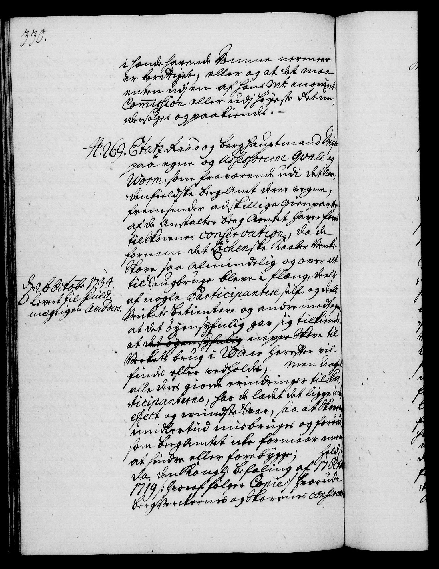 Rentekammeret, Kammerkanselliet, AV/RA-EA-3111/G/Gh/Gha/L0016: Norsk ekstraktmemorialprotokoll (merket RK 53.61), 1734-1735, p. 330