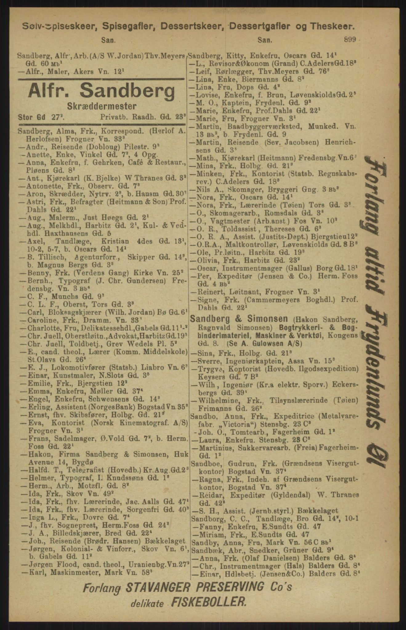 Kristiania/Oslo adressebok, PUBL/-, 1911, p. 899