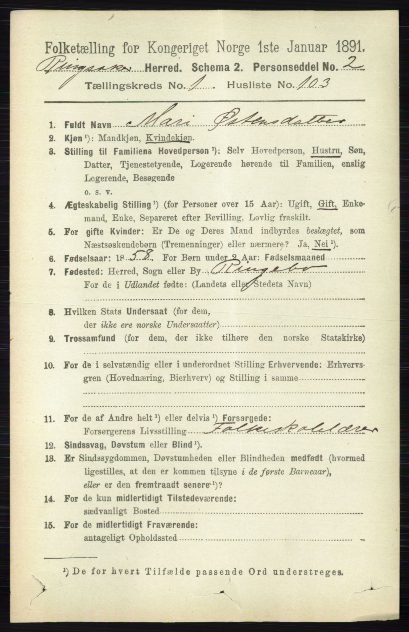 RA, 1891 census for 0412 Ringsaker, 1891, p. 739