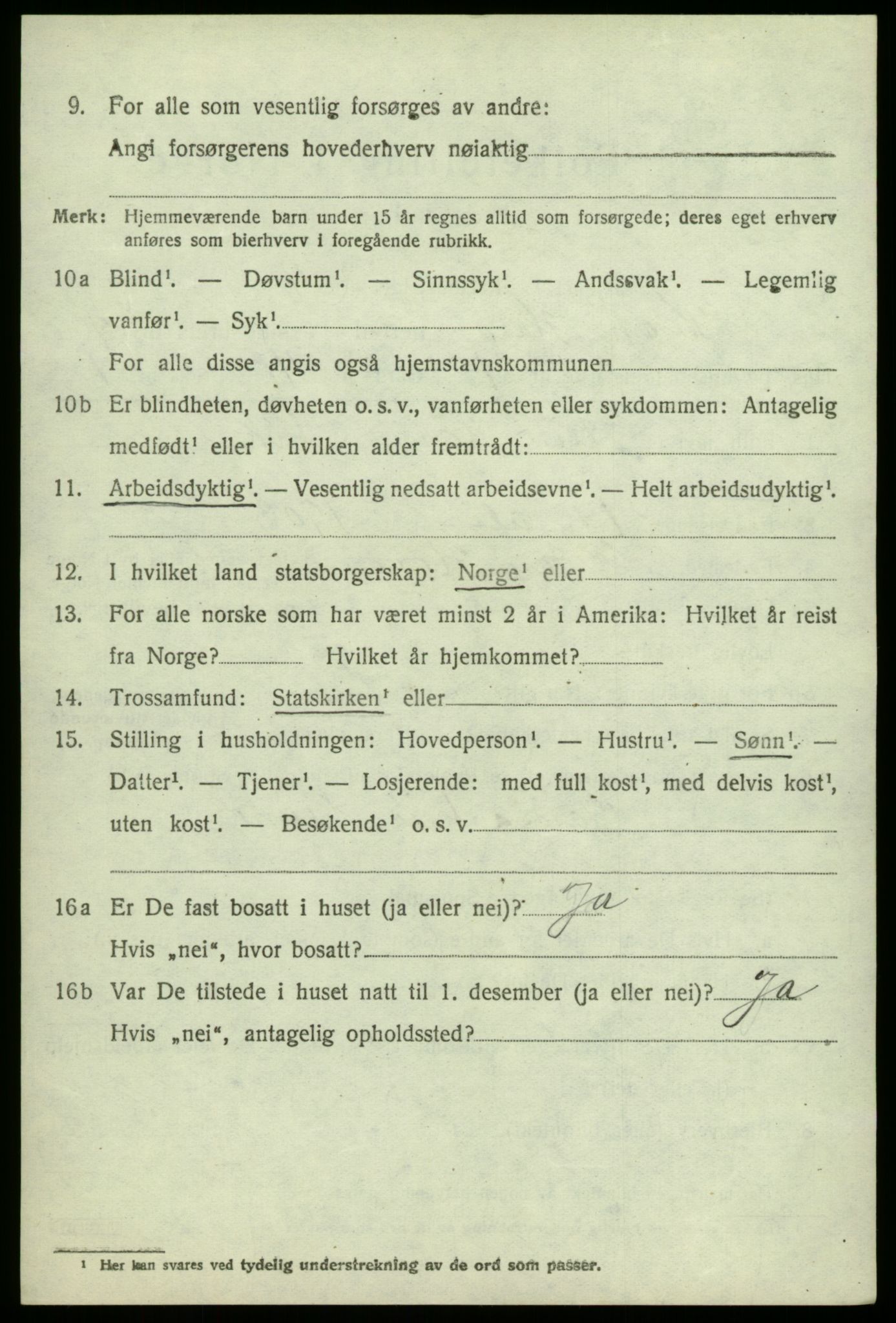 SAB, 1920 census for Kvam, 1920, p. 5652