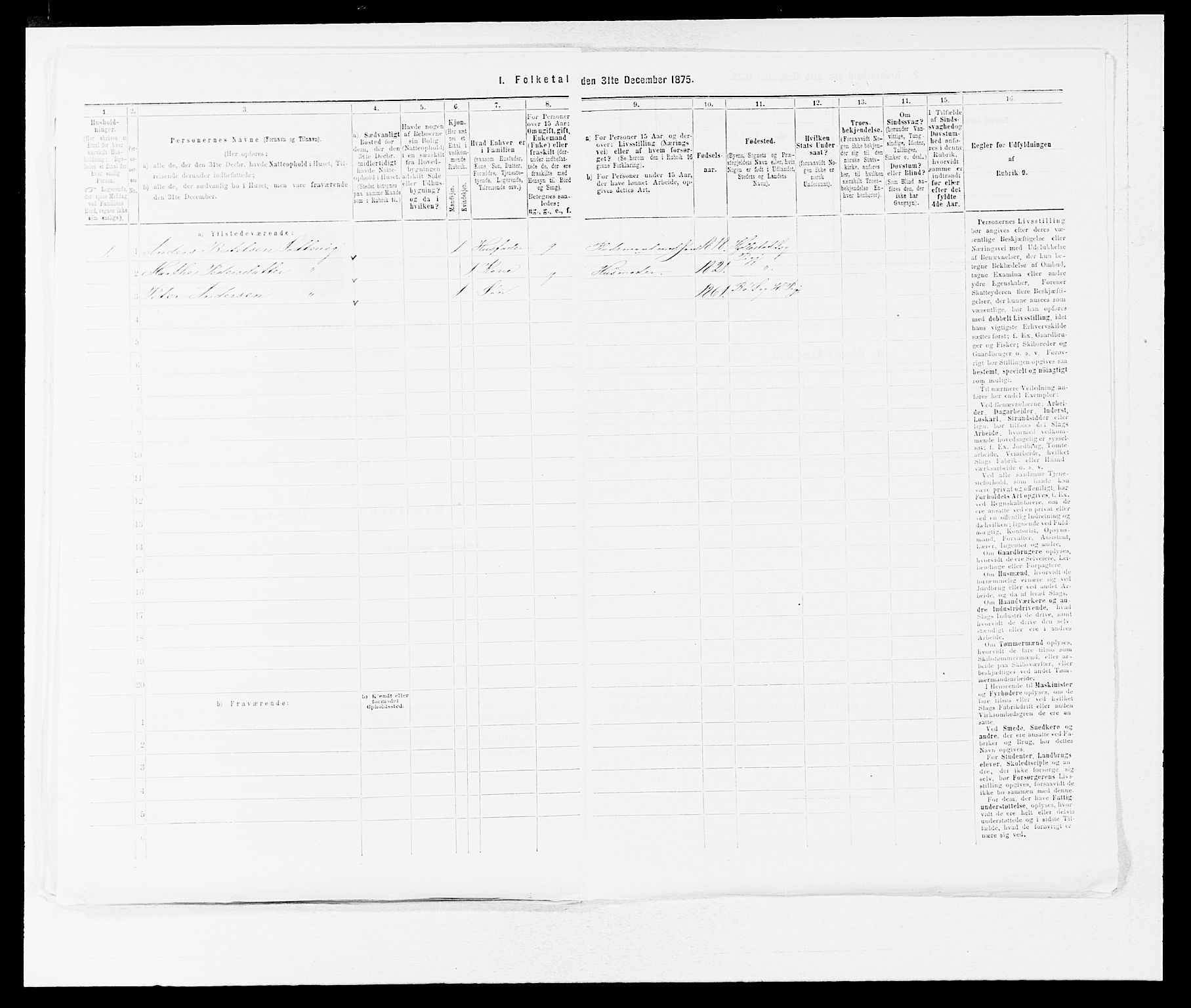 SAB, 1875 census for 1413P Hyllestad, 1875, p. 591