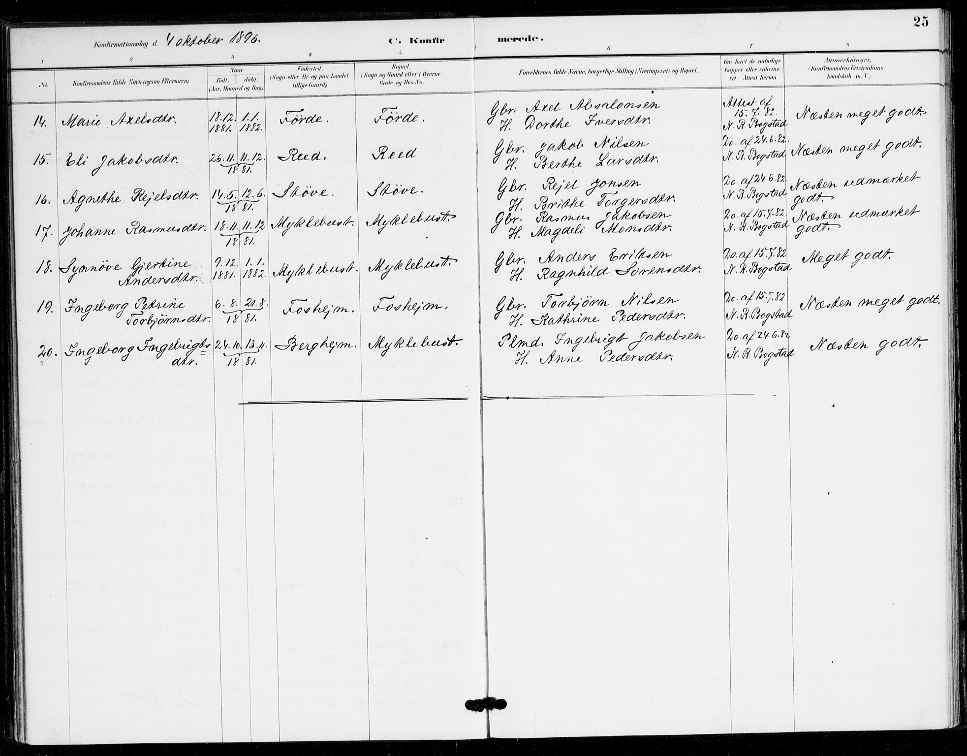 Gloppen sokneprestembete, AV/SAB-A-80101/H/Hac/L0002: Curate's parish register no. A 2, 1886-1897, p. 25