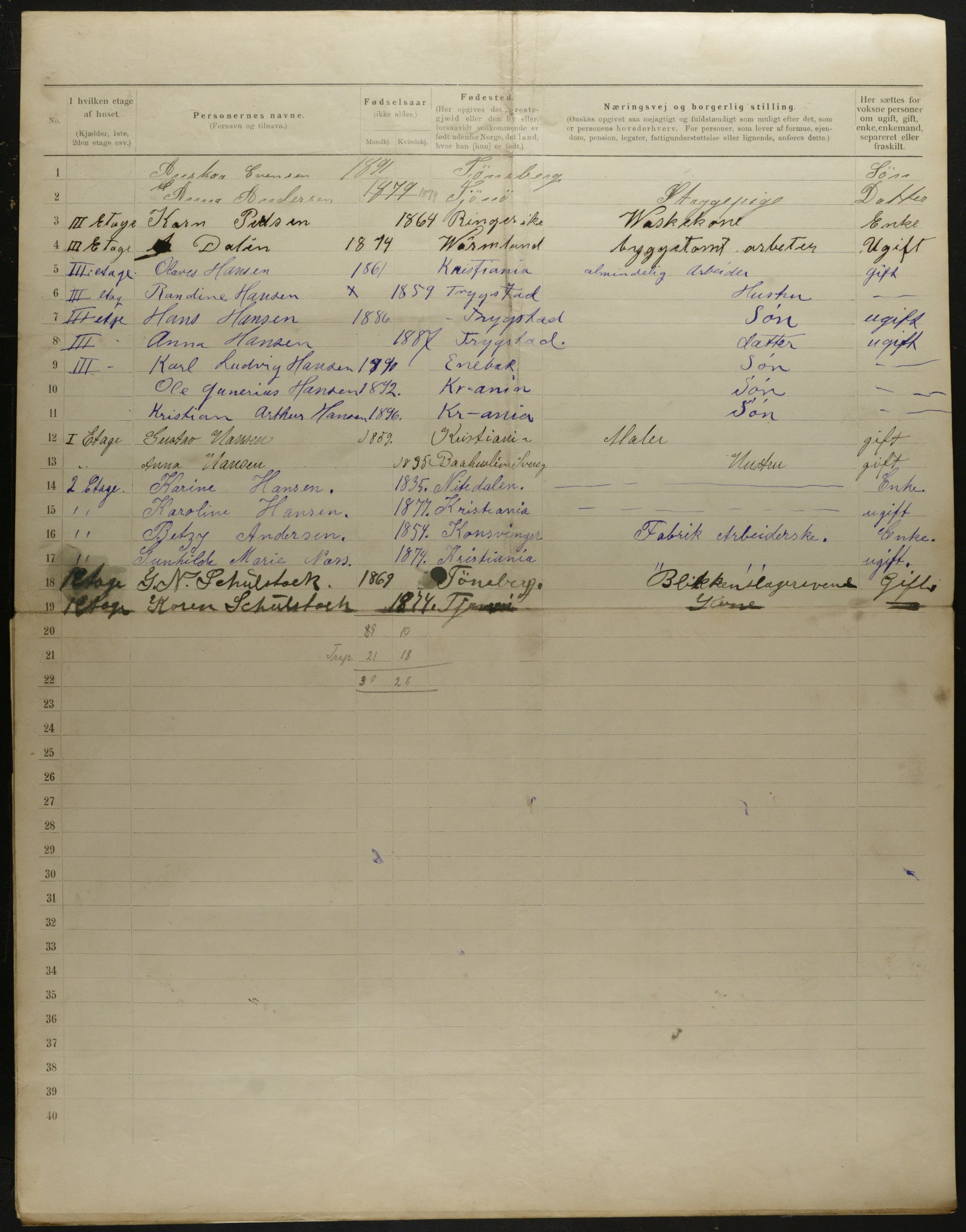 OBA, Municipal Census 1901 for Kristiania, 1901, p. 8535