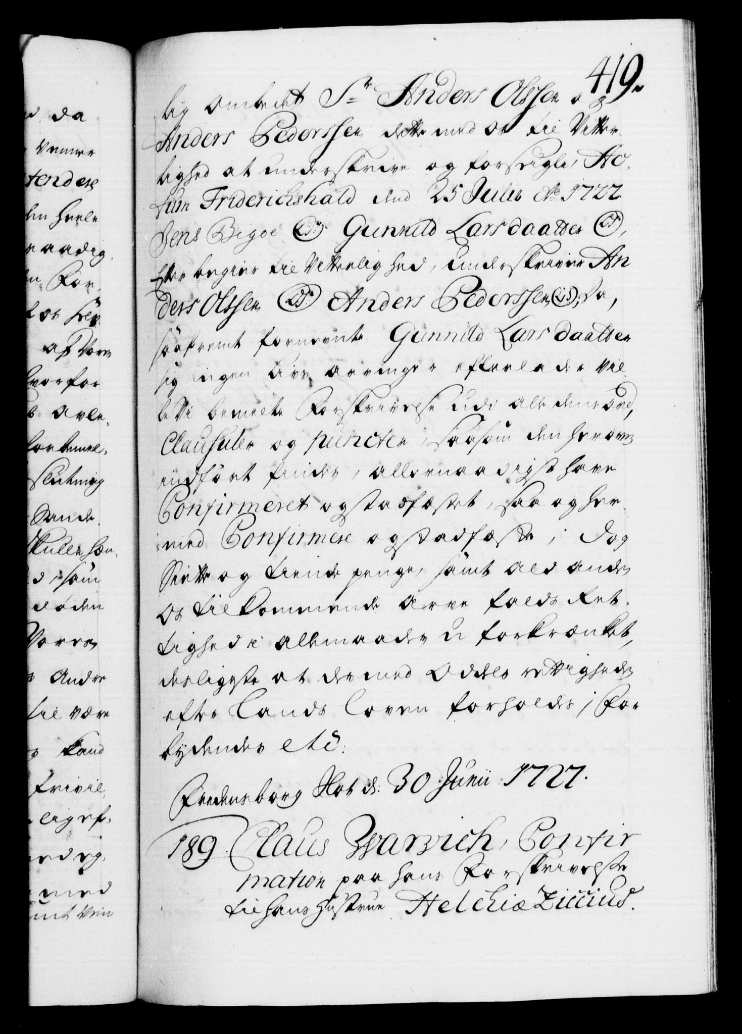 Danske Kanselli 1572-1799, AV/RA-EA-3023/F/Fc/Fca/Fcaa/L0025: Norske registre, 1726-1728, p. 419a