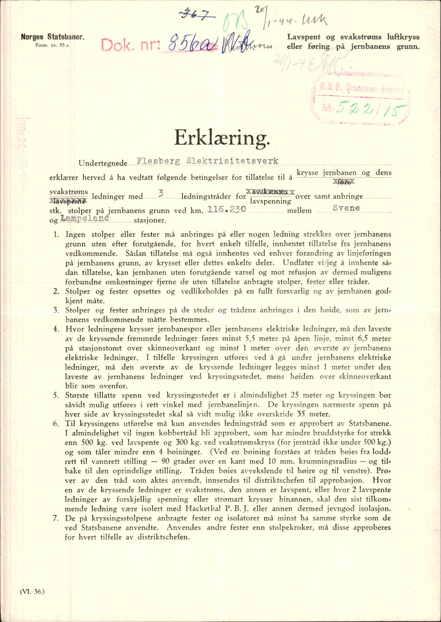 Norges Statsbaner Drammen distrikt (NSB), AV/SAKO-A-30/F/Fe/Fee/L0003: Kabelkryss Drammenbanen, Bratsbergbanen, Numedalsbanen og Sørlandsbanen, 1903-1989, p. 1238