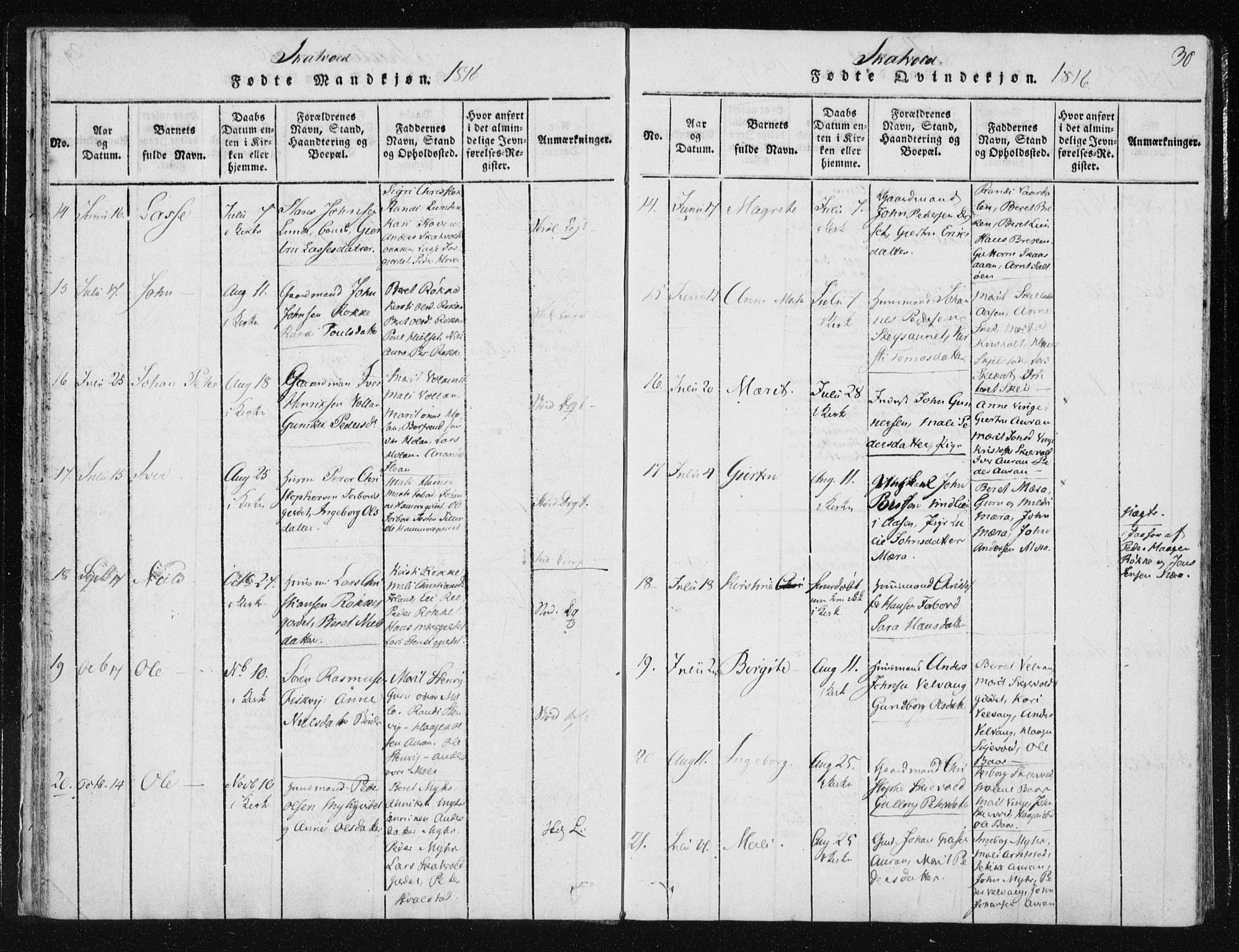 Ministerialprotokoller, klokkerbøker og fødselsregistre - Nord-Trøndelag, AV/SAT-A-1458/709/L0061: Parish register (official) no. 709A08 /2, 1815-1819, p. 30