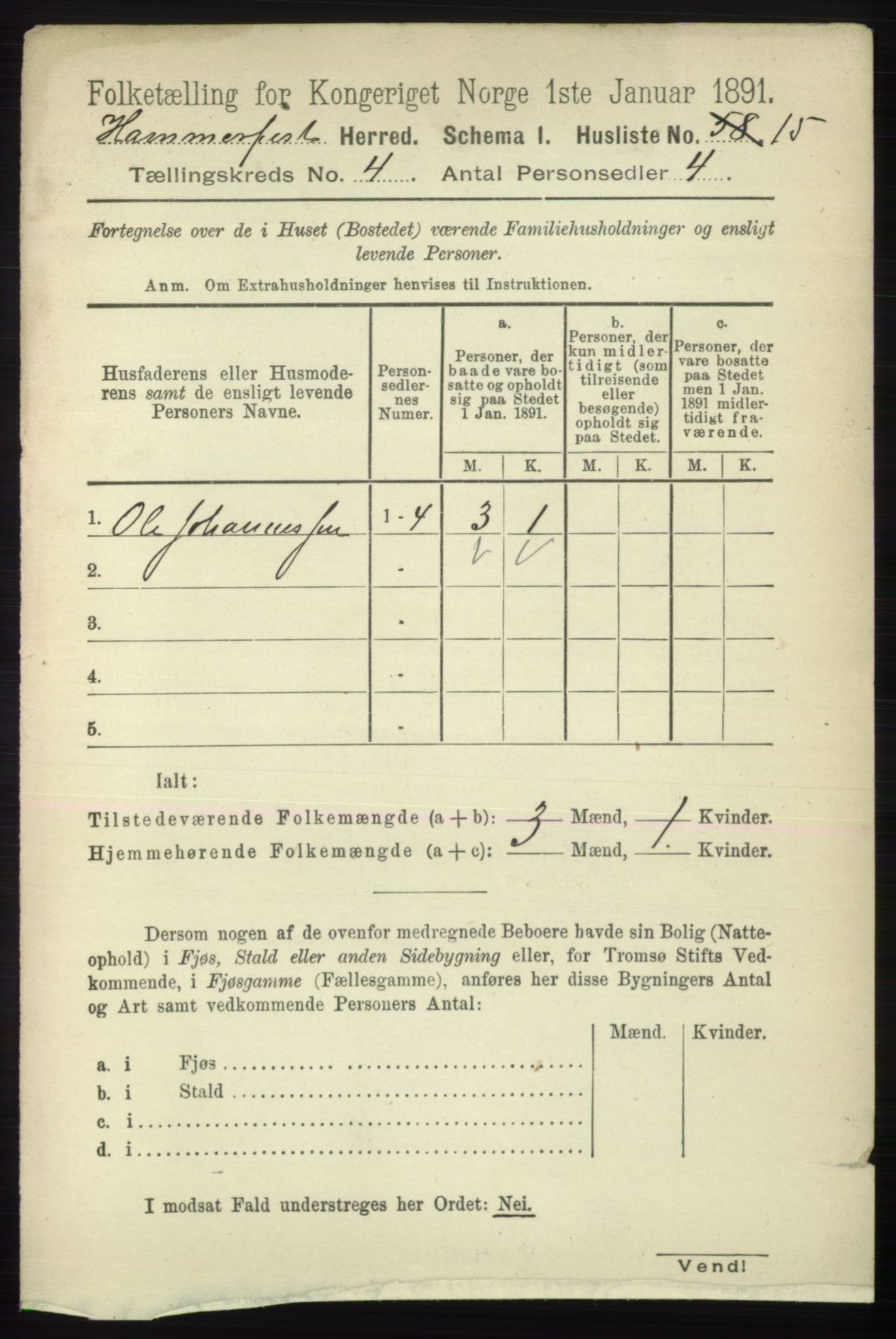 RA, 1891 census for 2016 Hammerfest, 1891, p. 1102