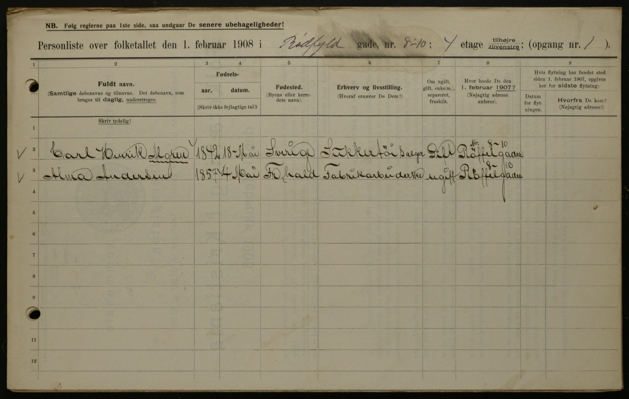 OBA, Municipal Census 1908 for Kristiania, 1908, p. 77341