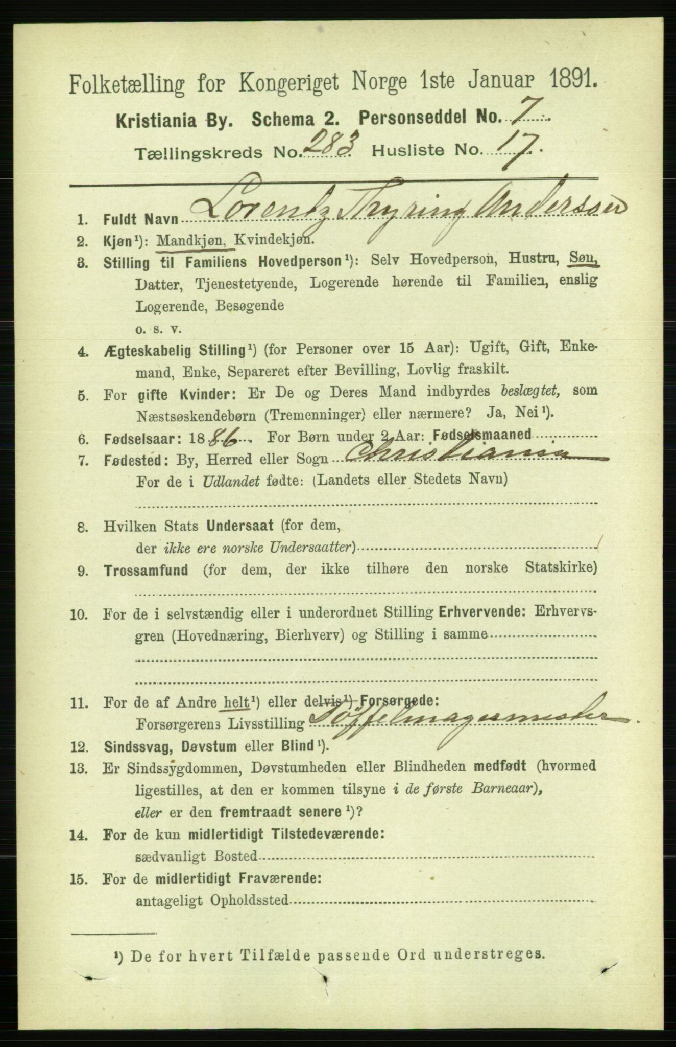 RA, 1891 census for 0301 Kristiania, 1891, p. 173265