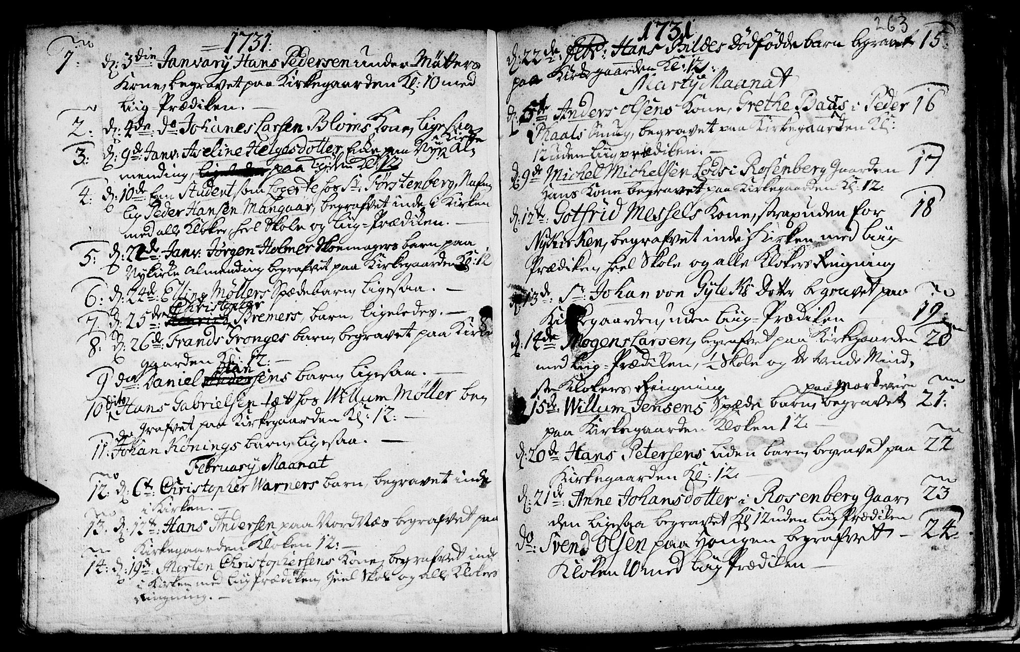 Nykirken Sokneprestembete, SAB/A-77101/H/Haa/L0009: Parish register (official) no. A 9, 1689-1759, p. 263