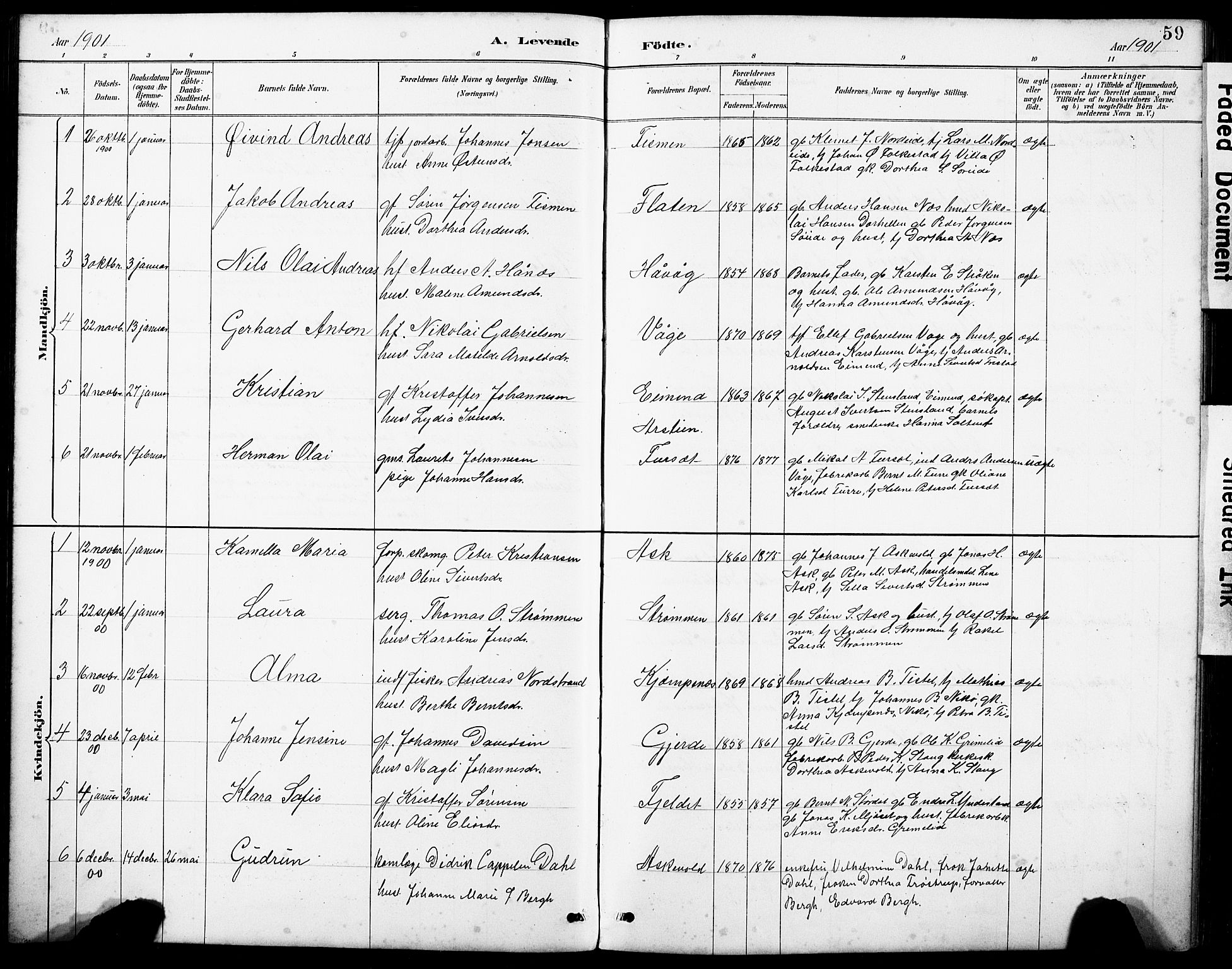 Askvoll sokneprestembete, AV/SAB-A-79501/H/Hab/Haba/L0003: Parish register (copy) no. A 3, 1886-1928, p. 59