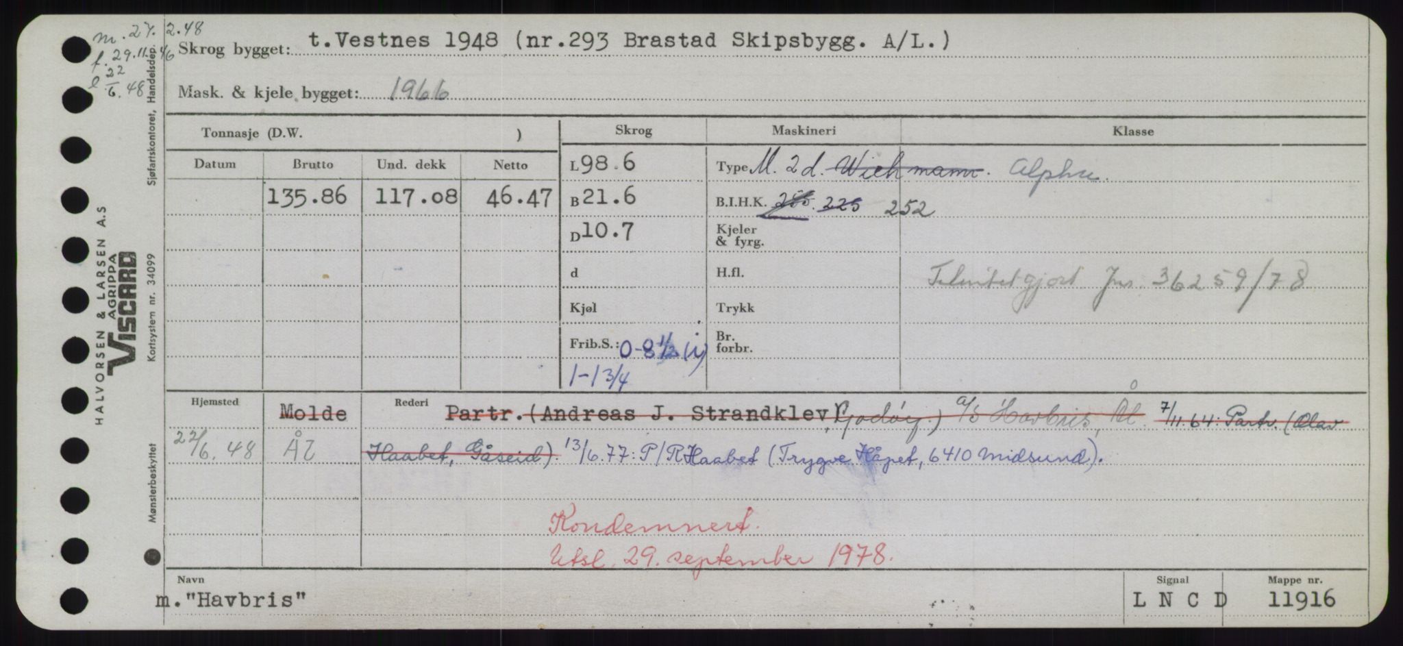 Sjøfartsdirektoratet med forløpere, Skipsmålingen, RA/S-1627/H/Hd/L0014: Fartøy, H-Havl, p. 473