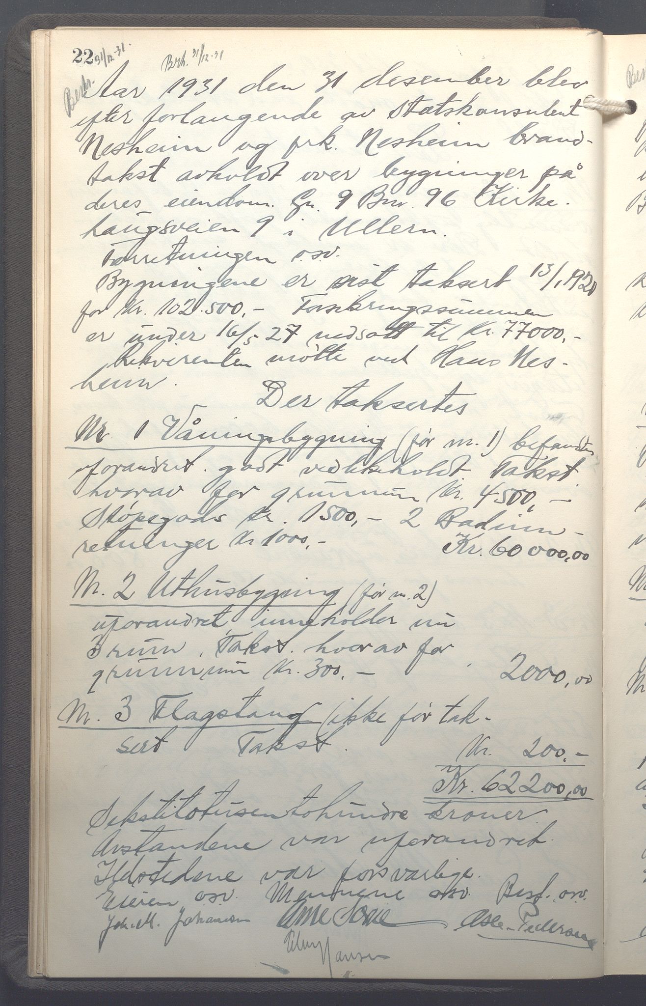 Lensmennene i Aker, OBA/A-10133/F/Fb/L0004: Branntakstprotokoll, 1931-1937, p. 22