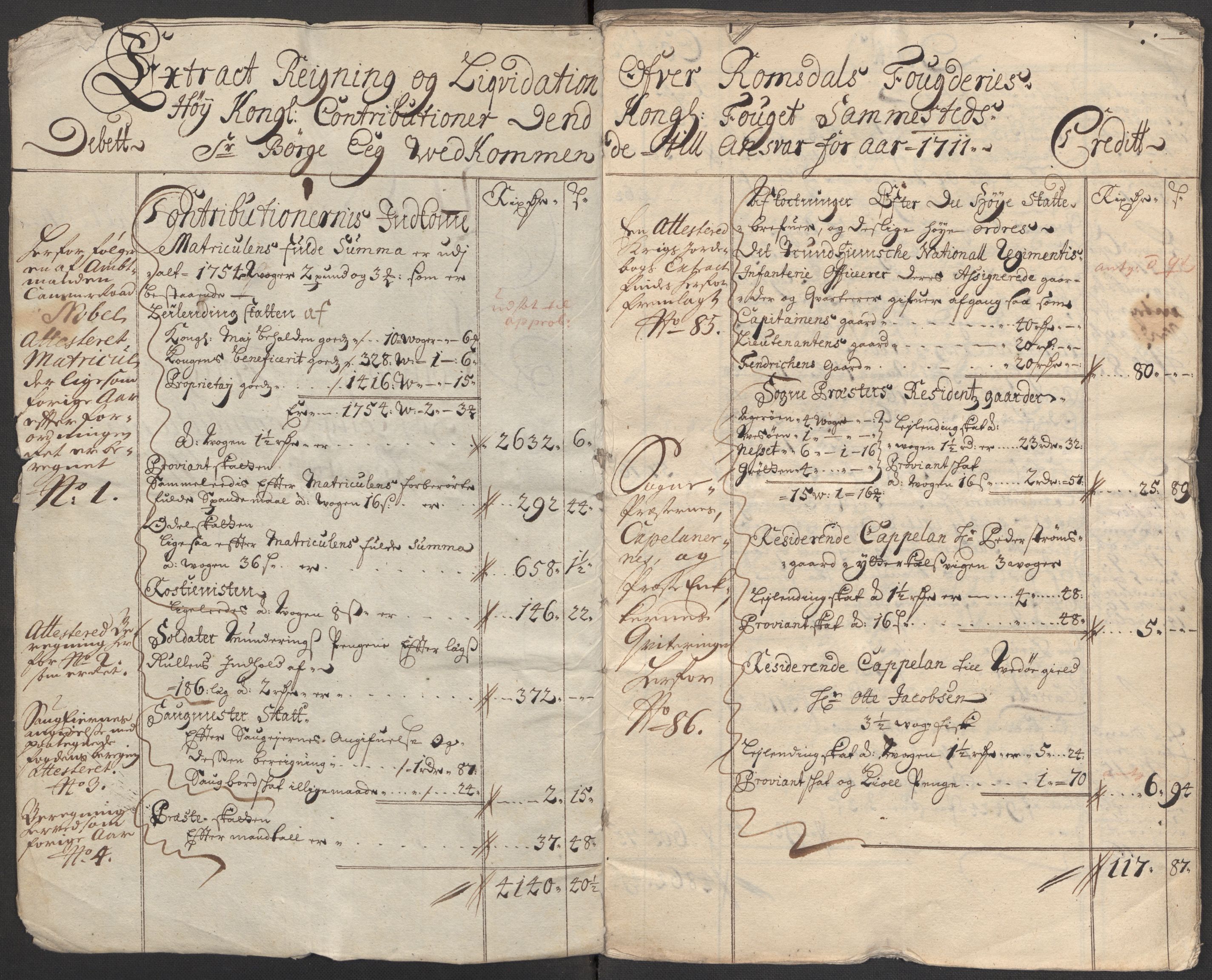 Rentekammeret inntil 1814, Reviderte regnskaper, Fogderegnskap, RA/EA-4092/R55/L3660: Fogderegnskap Romsdal, 1711, p. 5