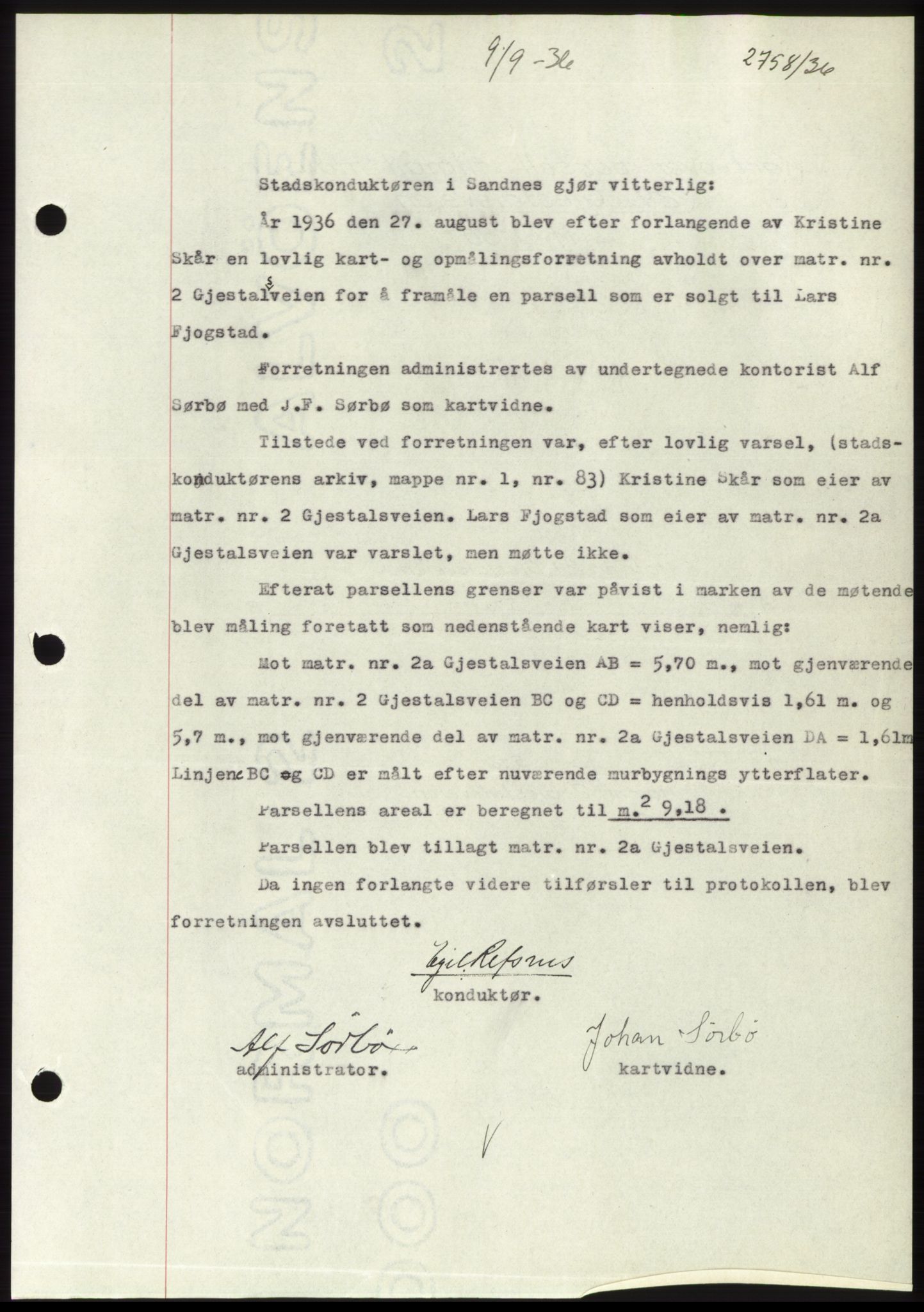 Jæren sorenskriveri, AV/SAST-A-100310/03/G/Gba/L0066: Mortgage book no. 71-72, 1936-1936, Diary no: : 2758/1936