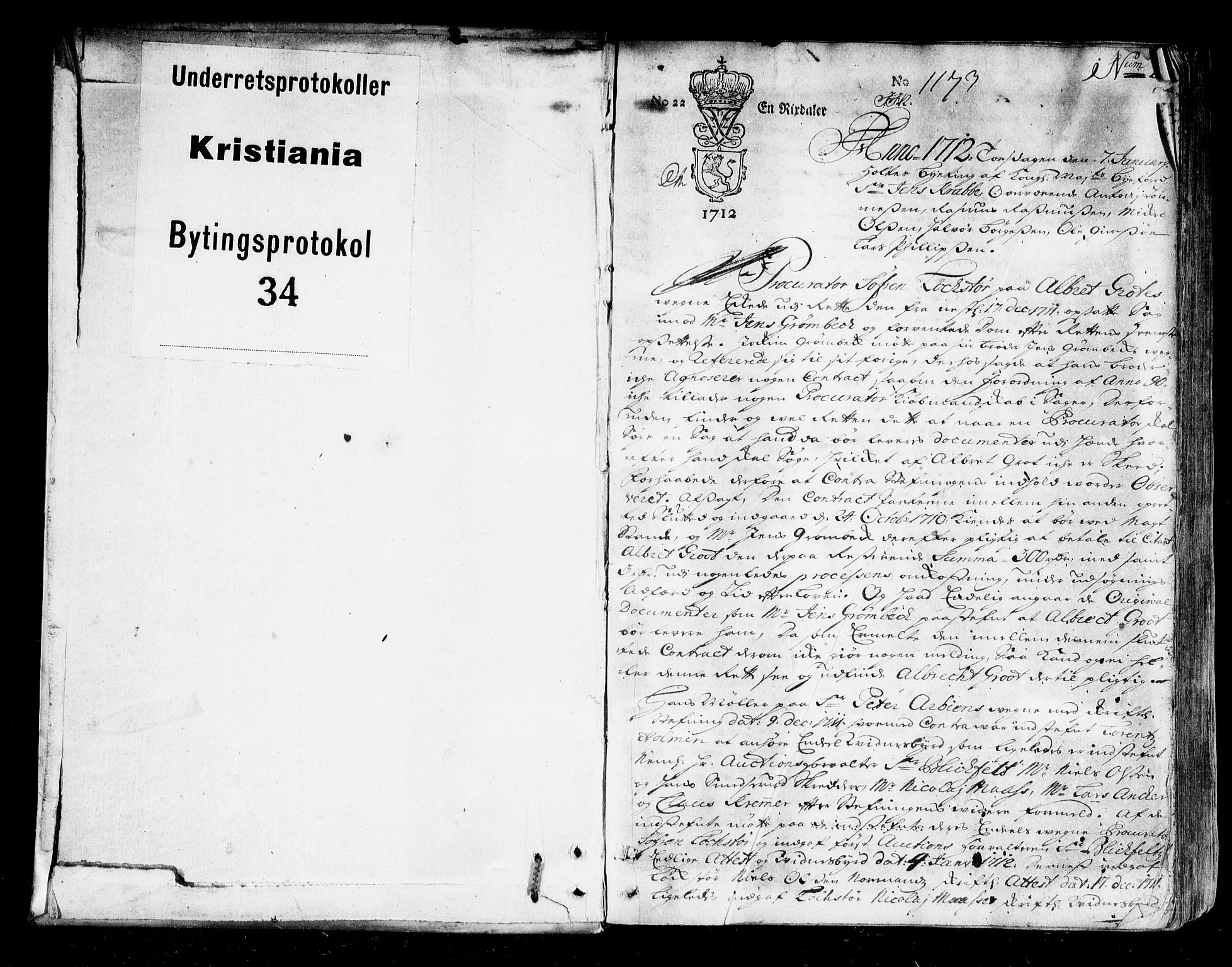 Christiania byfogd, SAO/A-11543/F/Fb/L0034: Tingbok, 1712, p. 0b-1a