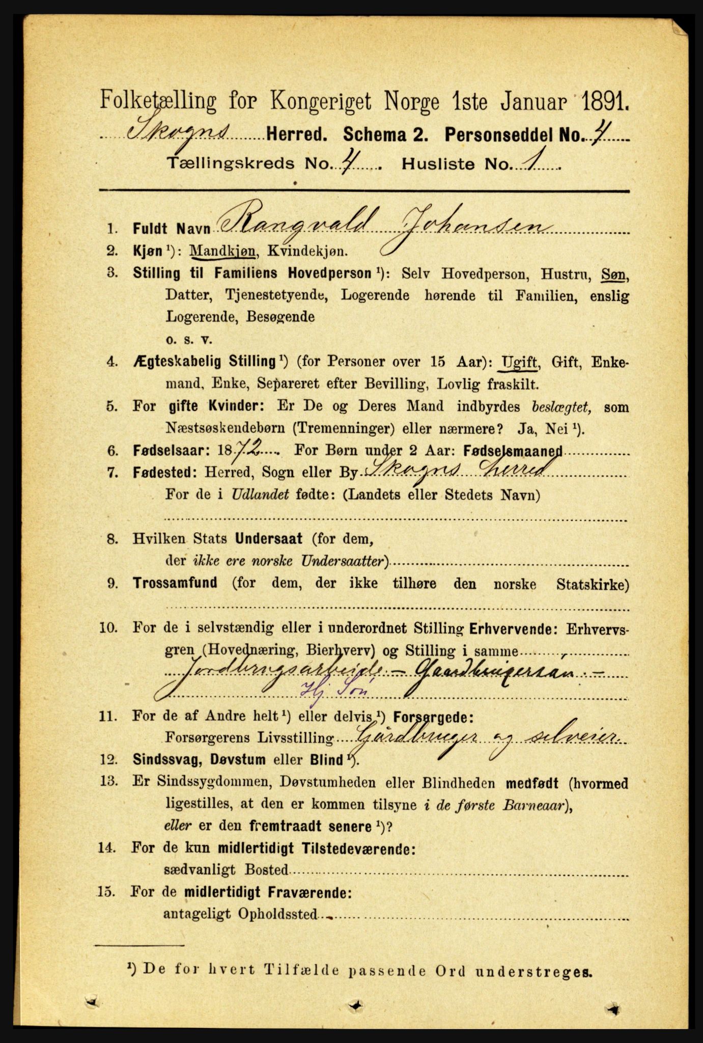 RA, 1891 census for 1719 Skogn, 1891, p. 2362