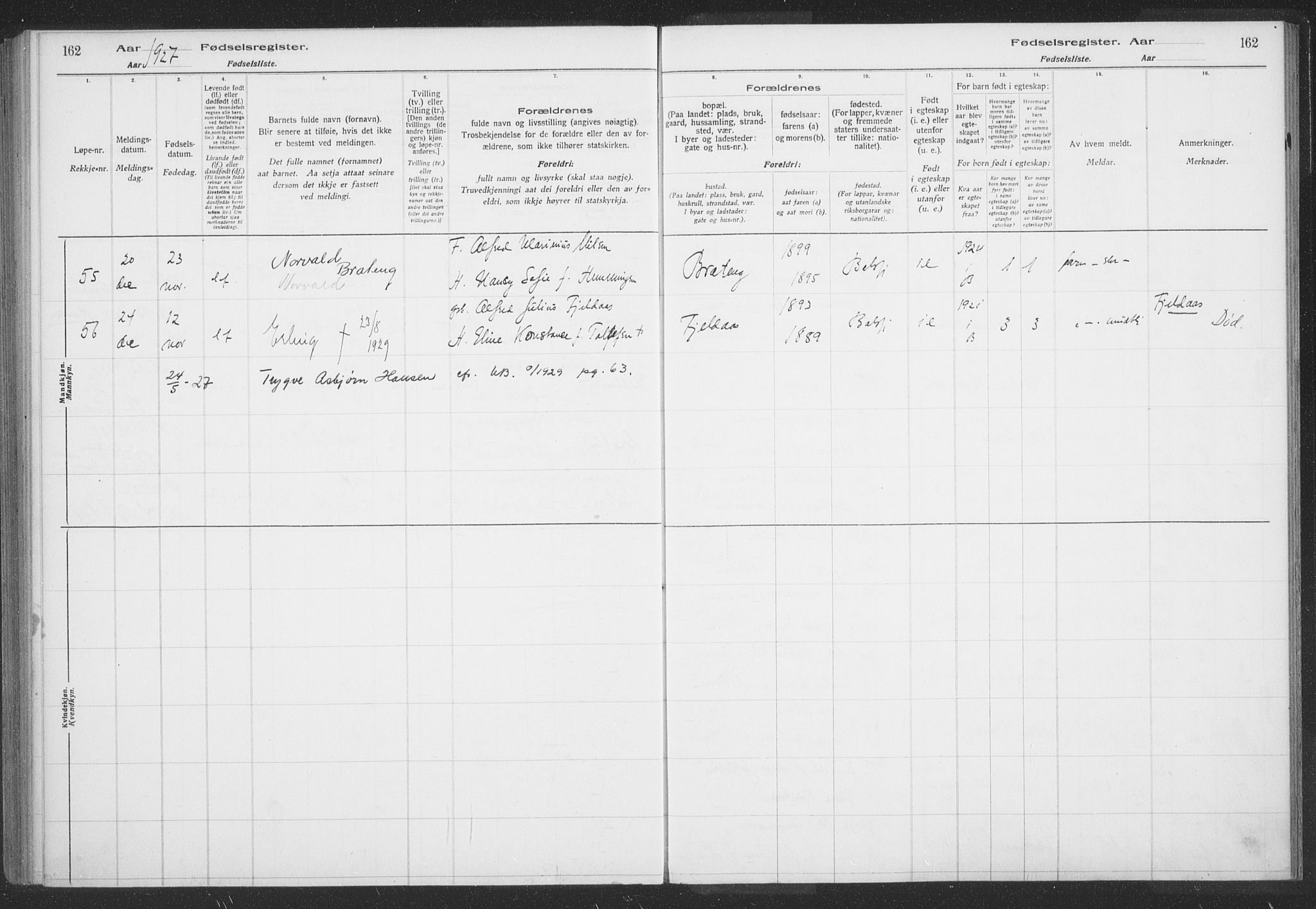 Balsfjord sokneprestembete, SATØ/S-1303/H/Hb/L0059: Birth register no. 59, 1916-1930, p. 162
